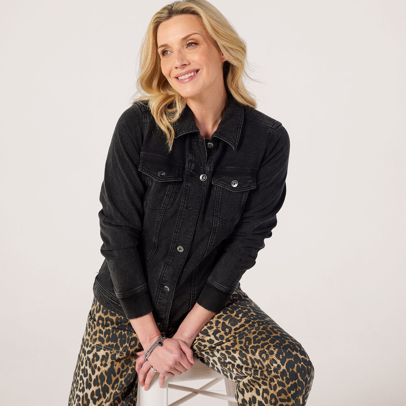 Outlet Denim & Co. Comfy Denim Style Jacket with Collar