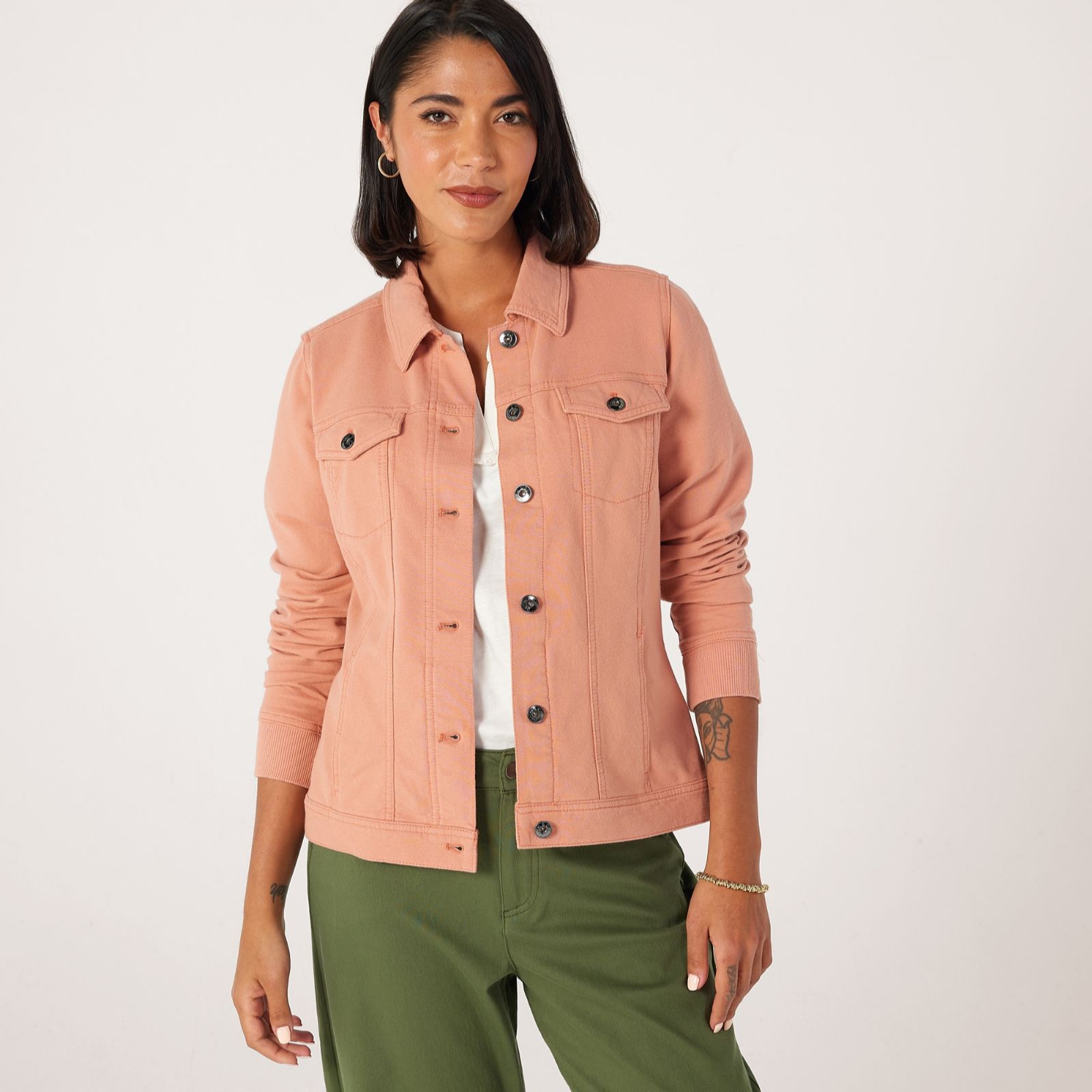 Outlet Denim & Co. Comfy Denim Style Jacket with Collar