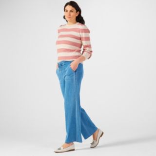 Denim & Co. Comfy Knit Wide Leg Draw Cord Trouser Petite