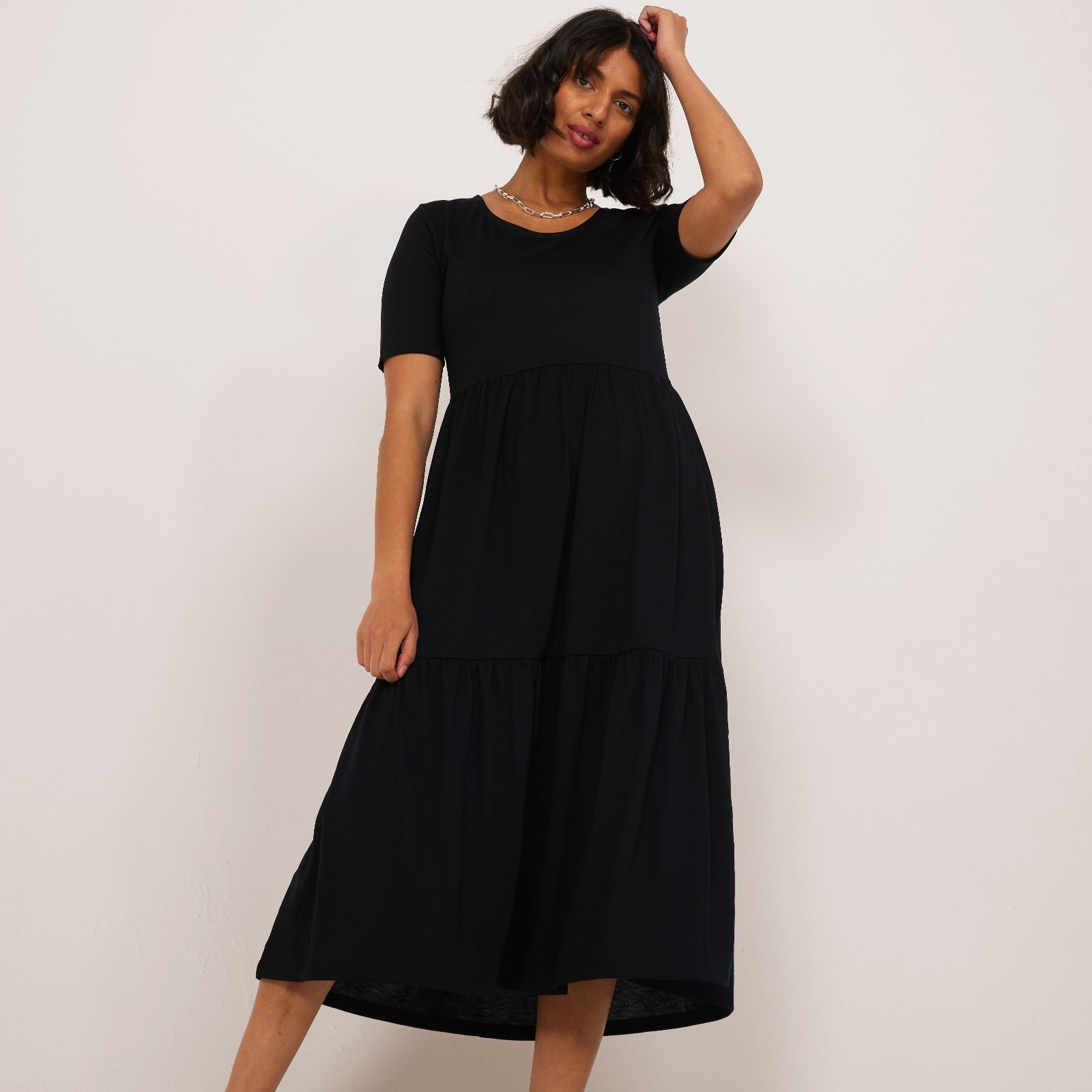 JDY Dalila Long Tiered Dress - QVC UK