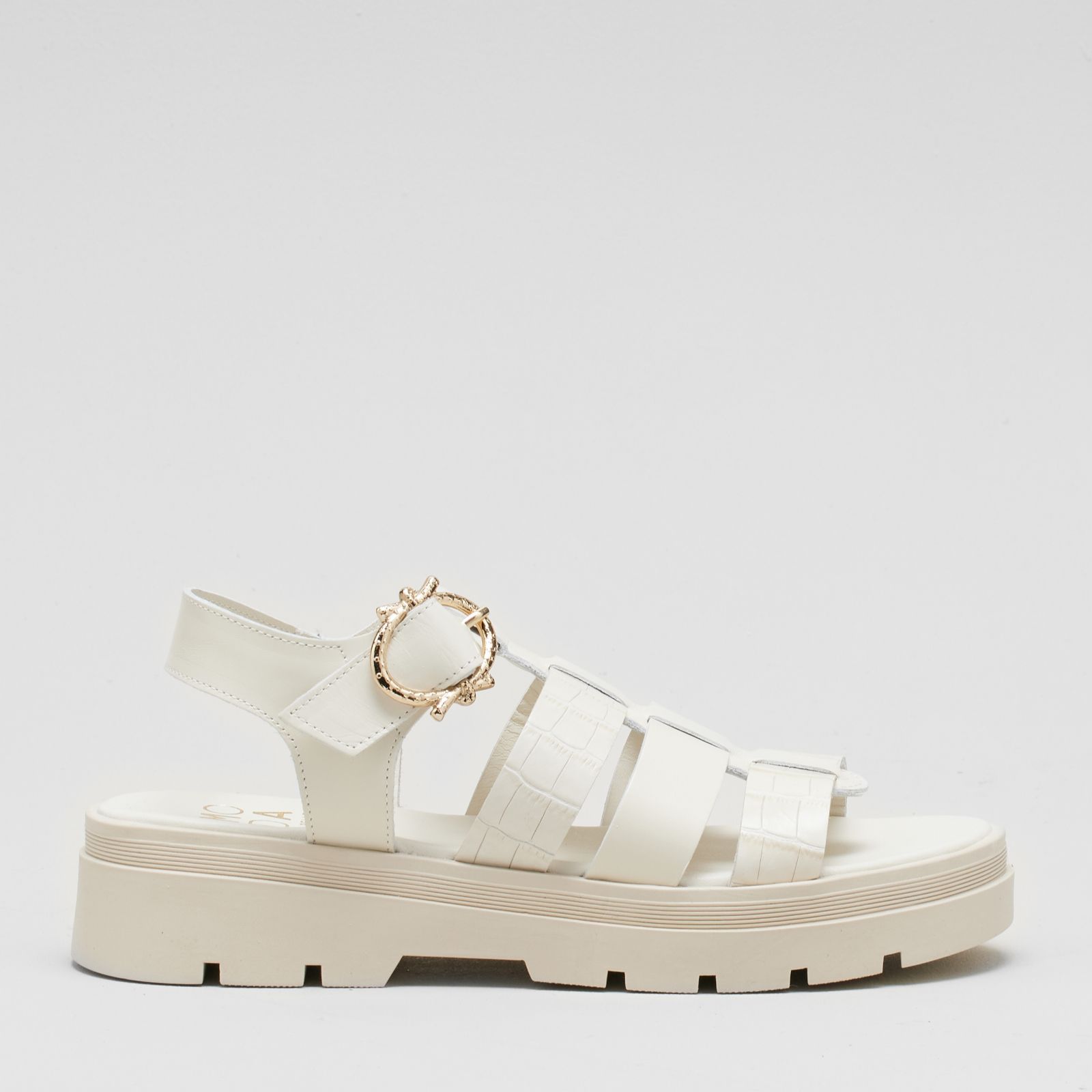 Outlet Moda in Pelle Obsidian Leather Sandal