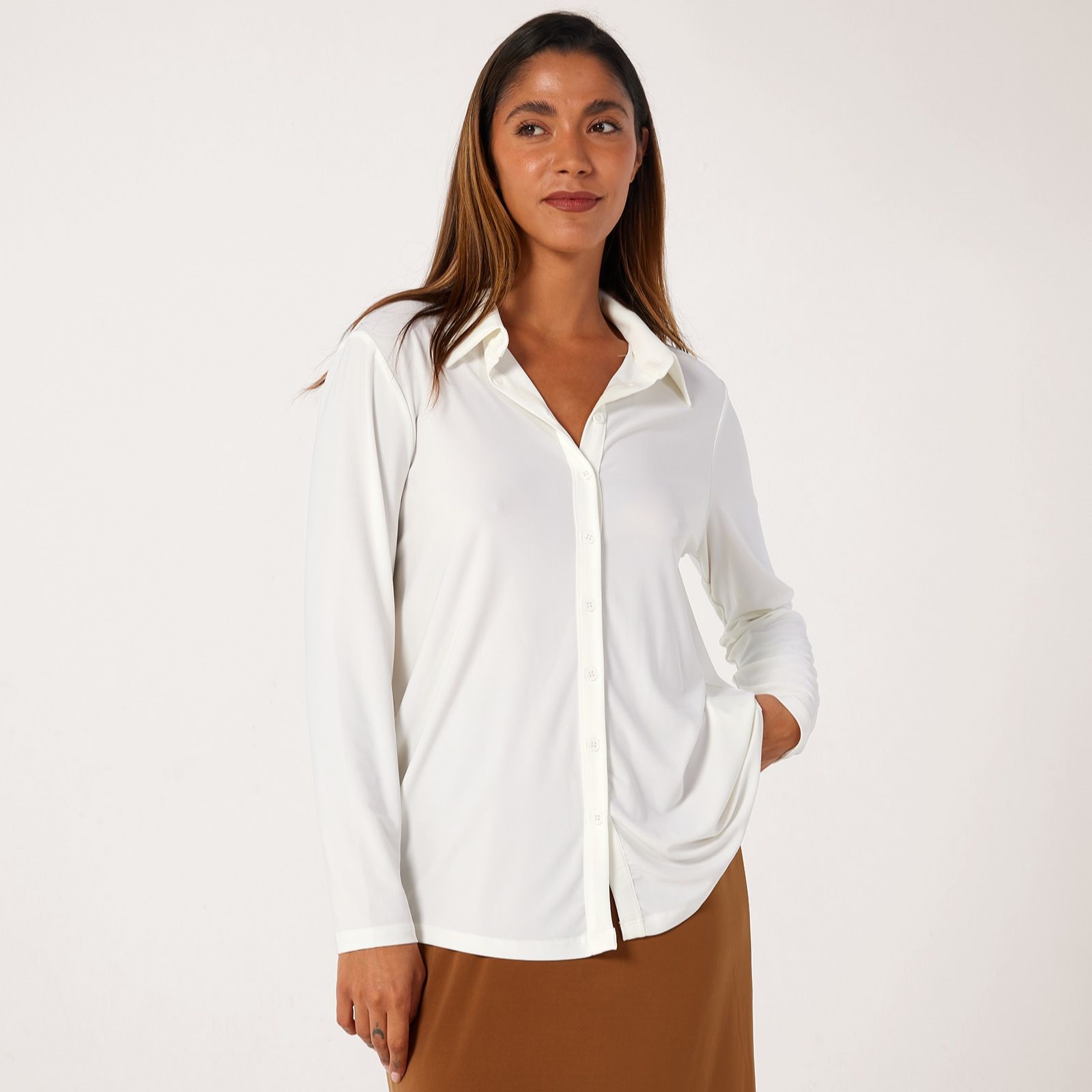 Kim & Co Deluxe Brazil Jersey Long Sleeve Relaxed Shirt
