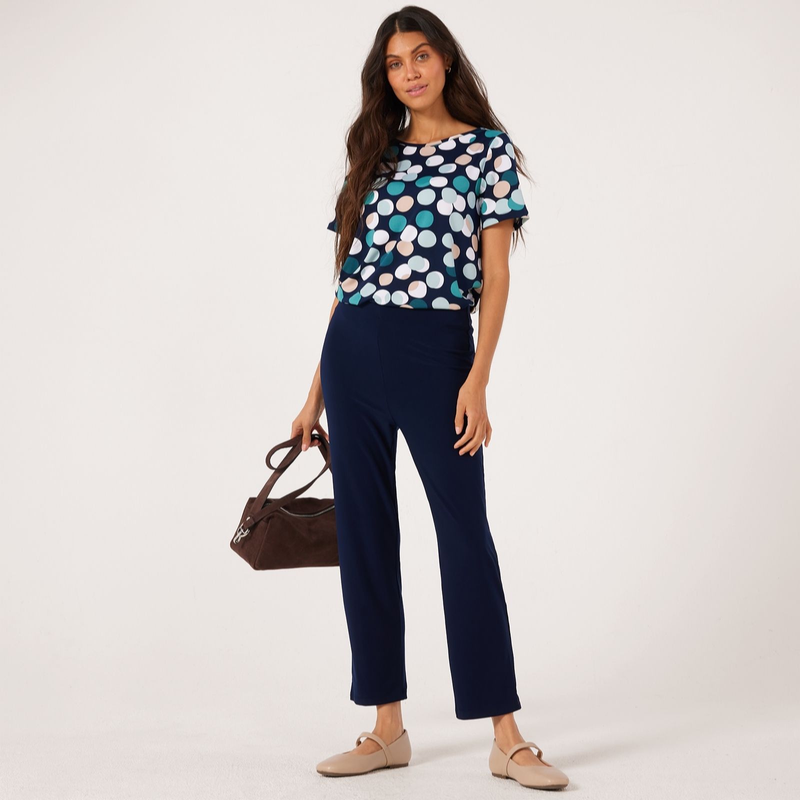 Kim & Co Deluxe Brazil Jersey Kara Ankle Length Narrow Leg Petite Trousers