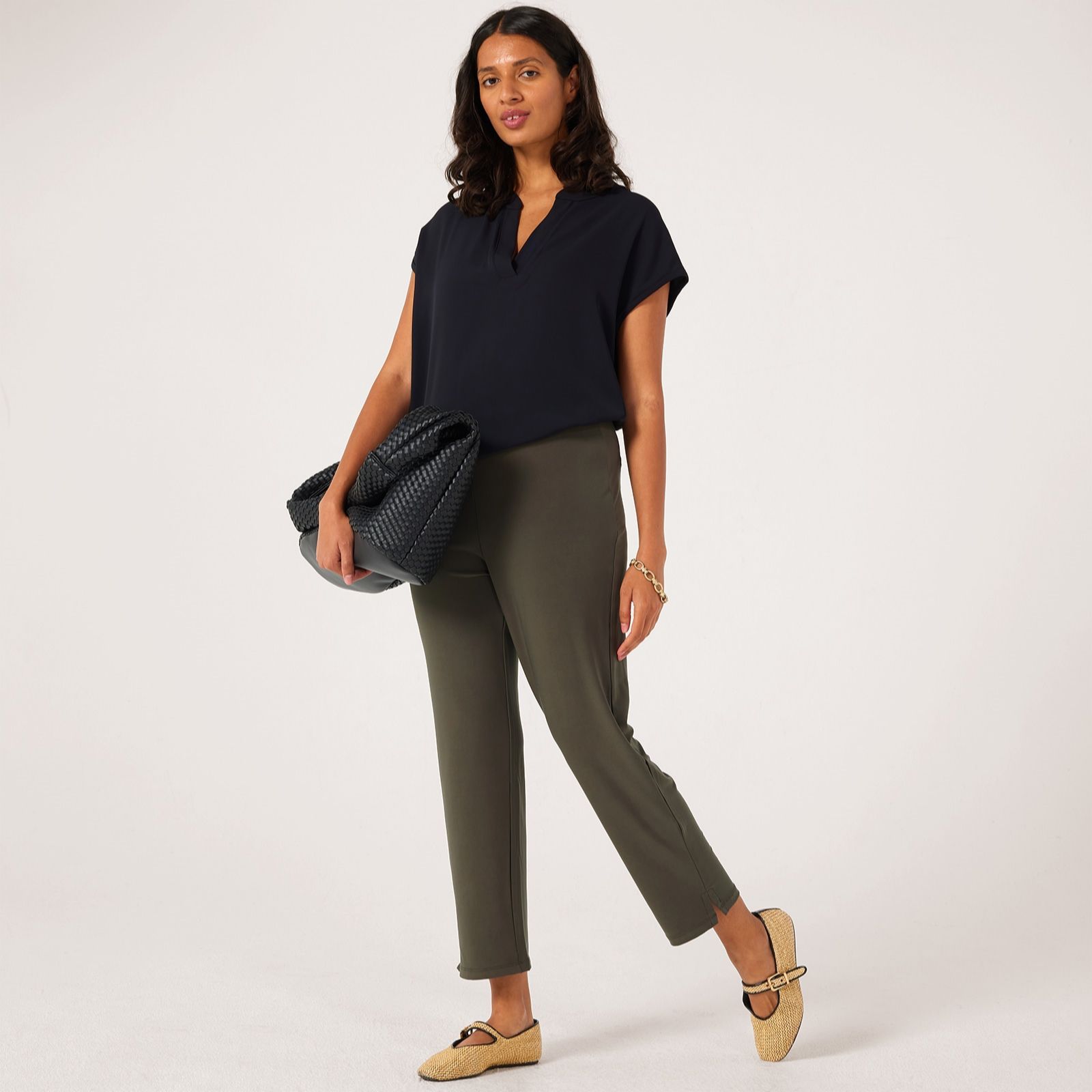 Kim & Co Deluxe Brazil Jersey Kara Ankle Length Narrow Leg Petite Trousers