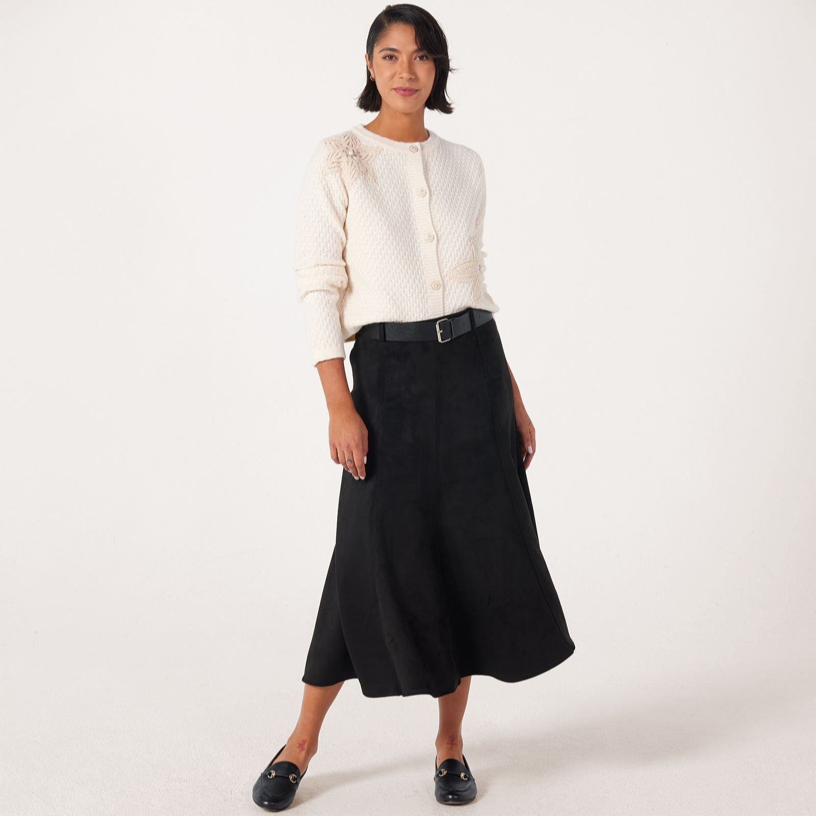 Izabel London Suedette Midi Skirt