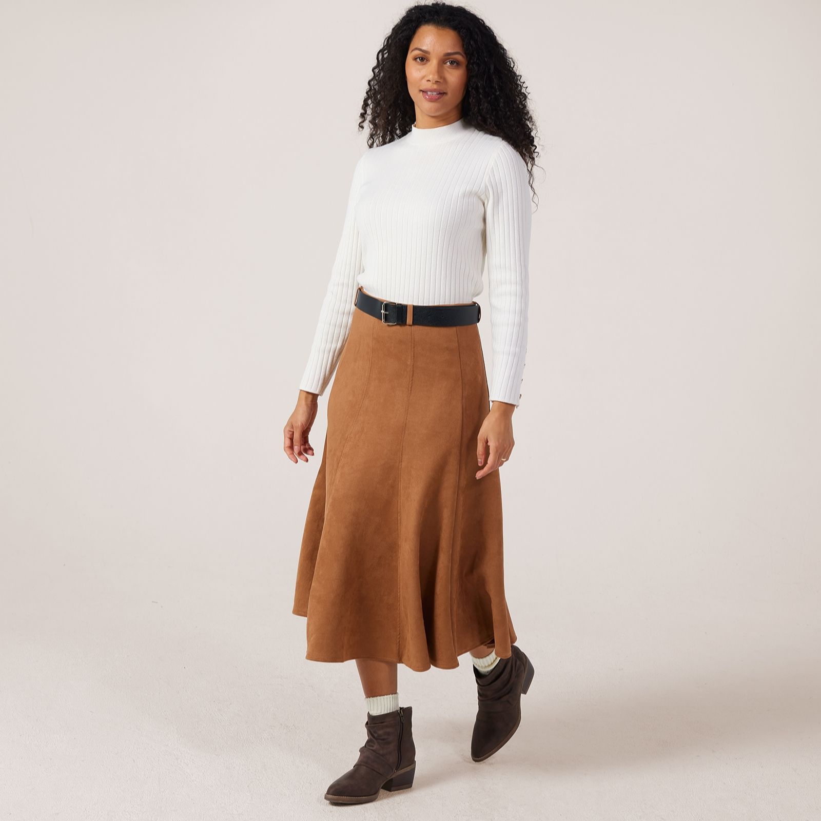 Izabel London Suedette Midi Skirt