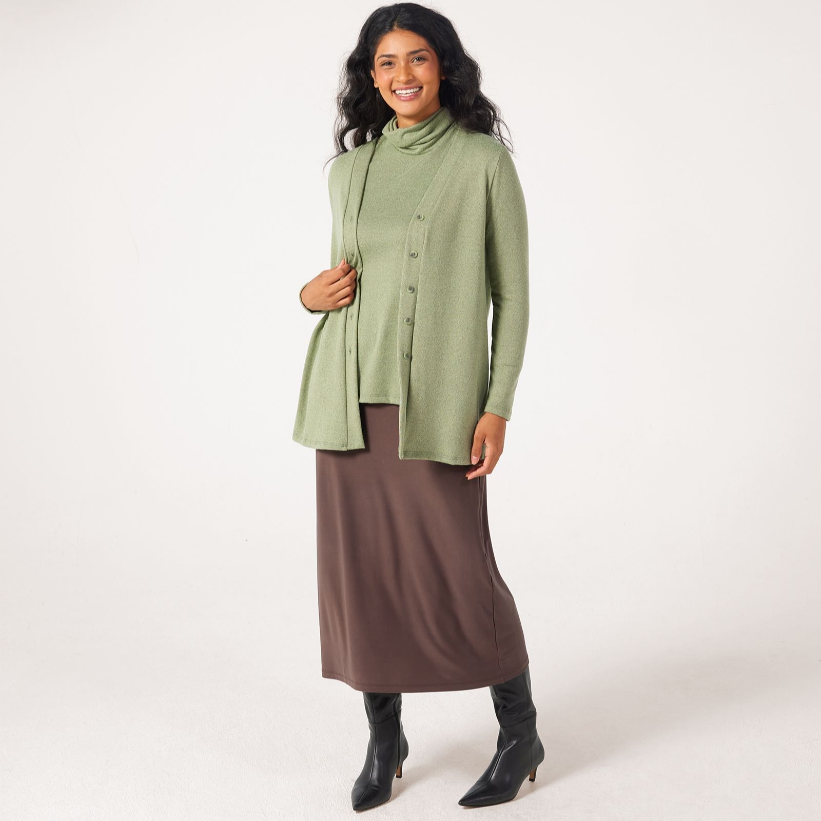 Kim & Co Soft Touch Long Sleeve Cardigan with Buttons