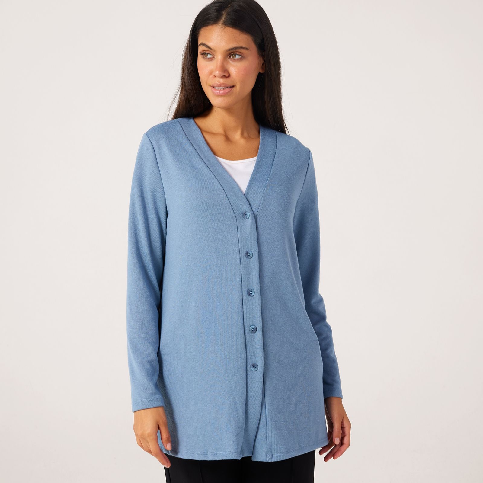 Kim & Co Soft Touch Long Sleeve Cardigan with Buttons