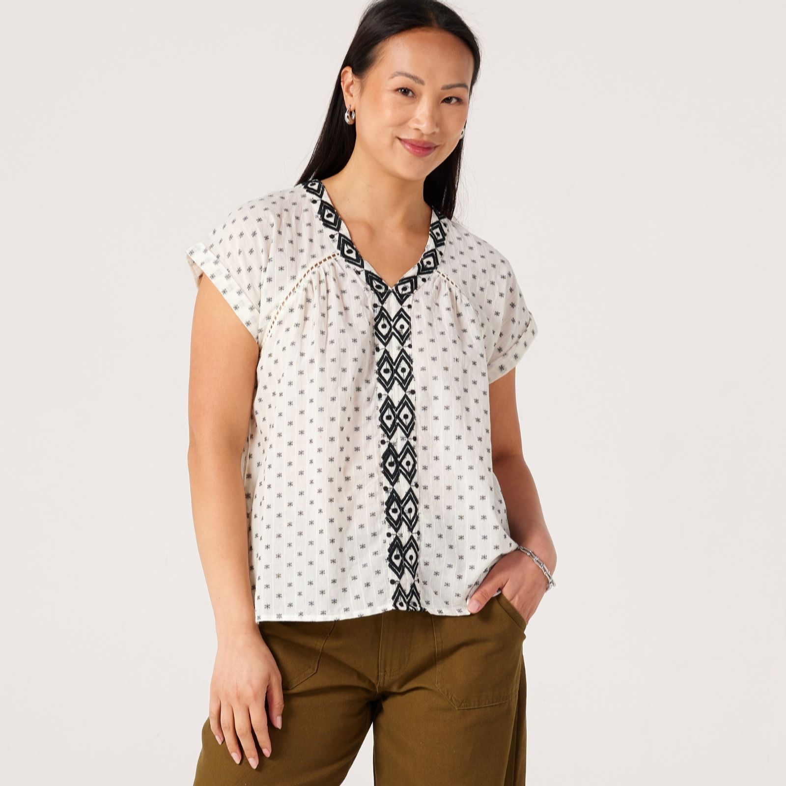 Izabel London Embroidered Cotton Top