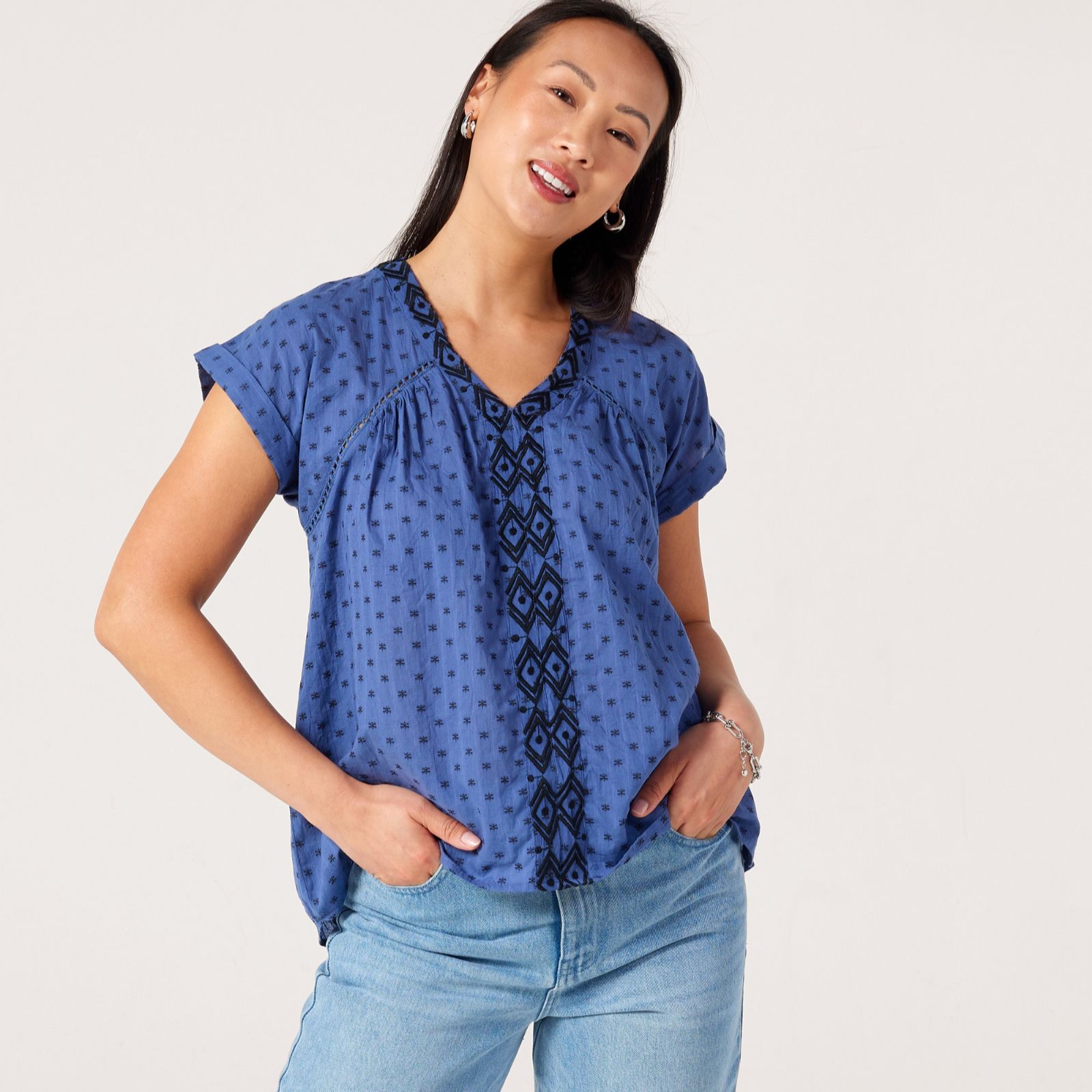 Izabel London Embroidered Cotton Top