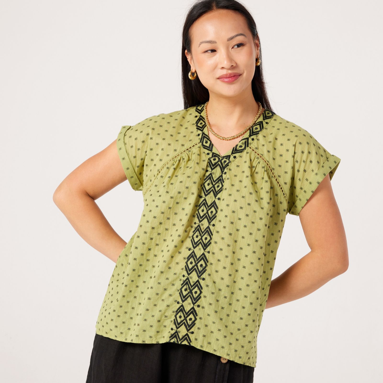 Izabel London Embroidered Cotton Top