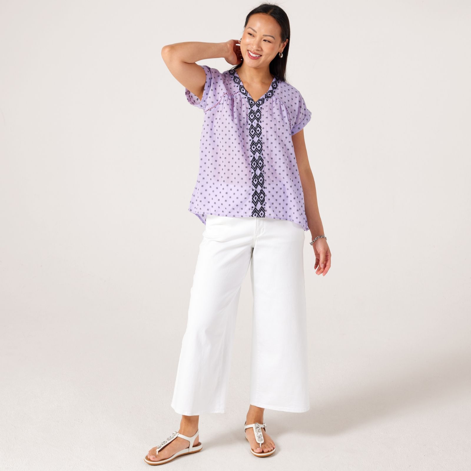 Izabel London Embroidered Cotton Top