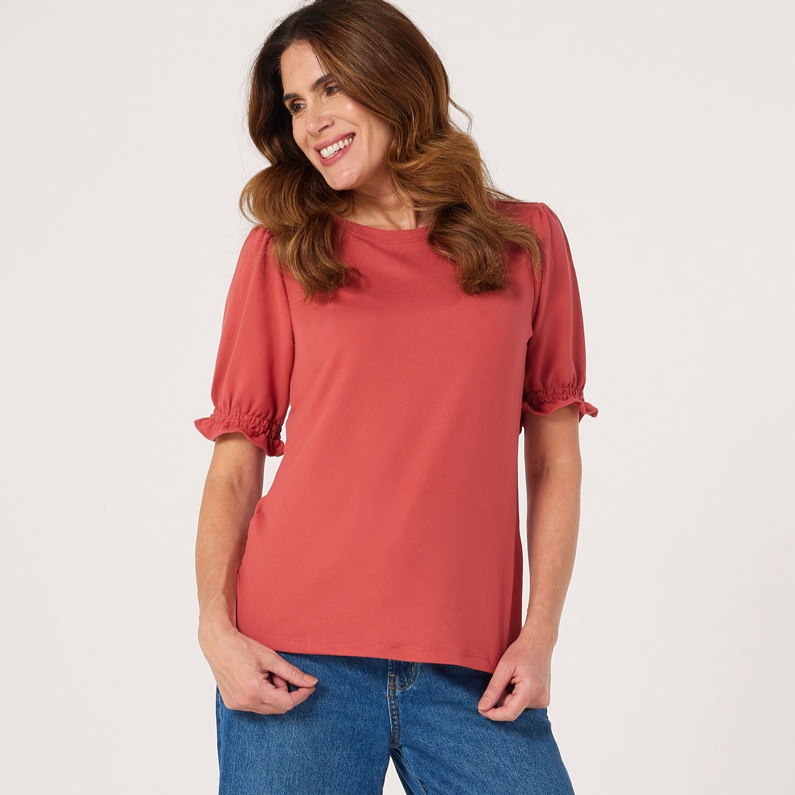 Denim & Co Heavenly Jersey Top With Smocked Cuff