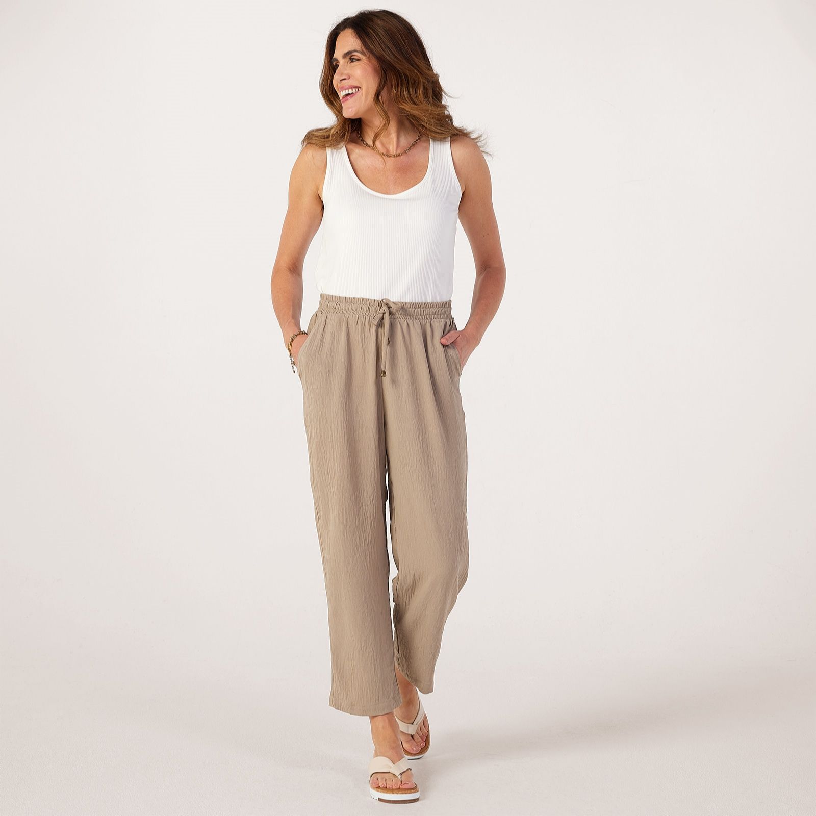 Kim & Co Crinkle Poplin Ankle Relaxed Standard Trousers