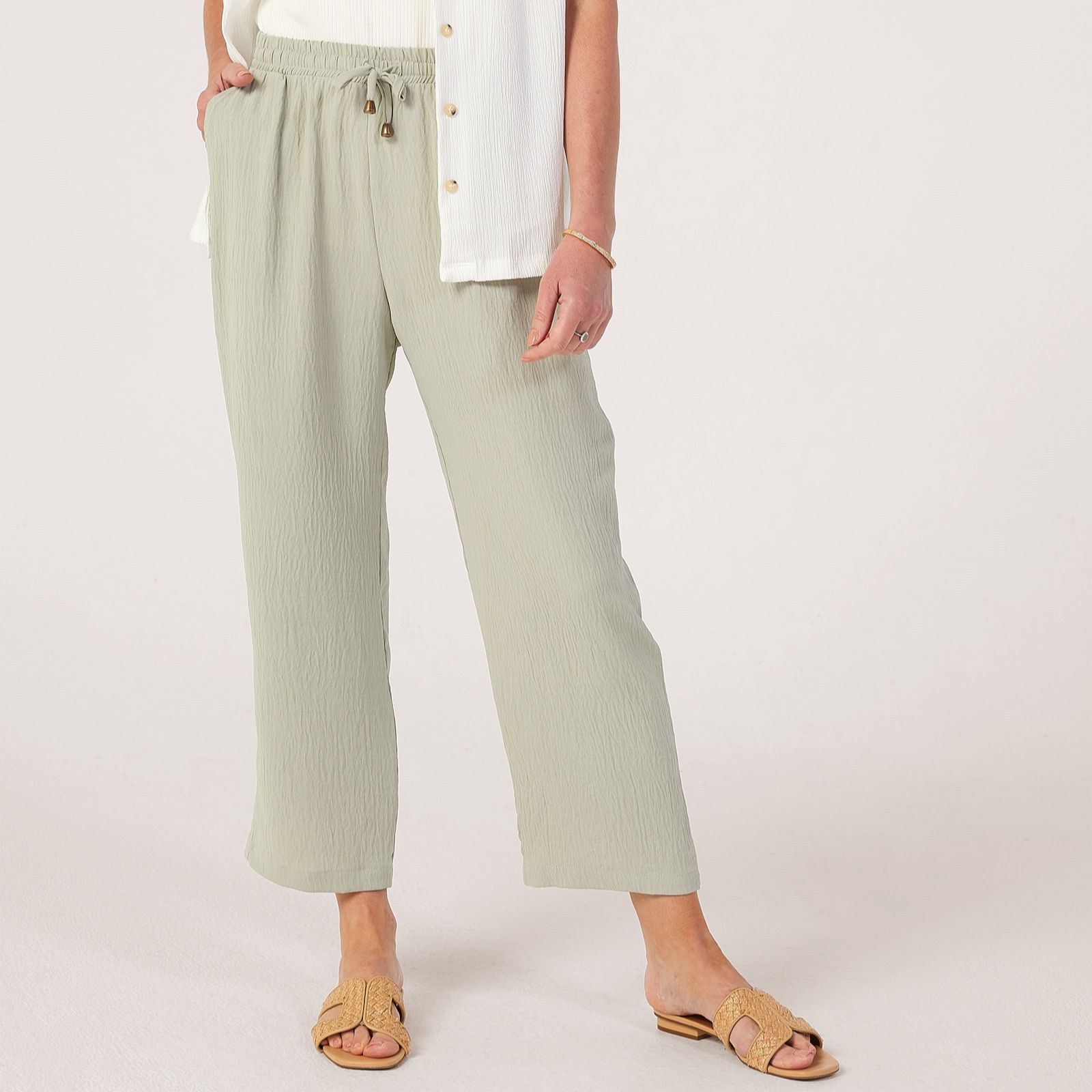 Kim & Co Crinkle Poplin Ankle Relaxed Standard Trousers