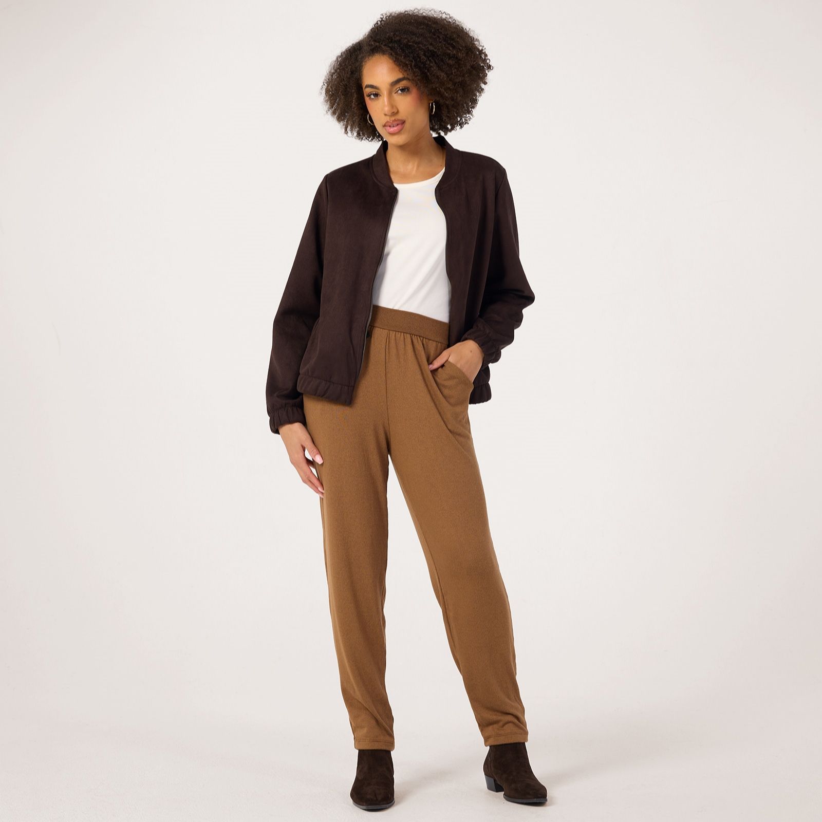 Kim & Co Fine Sweater Knit Ankle Length Wellness Petite Trousers