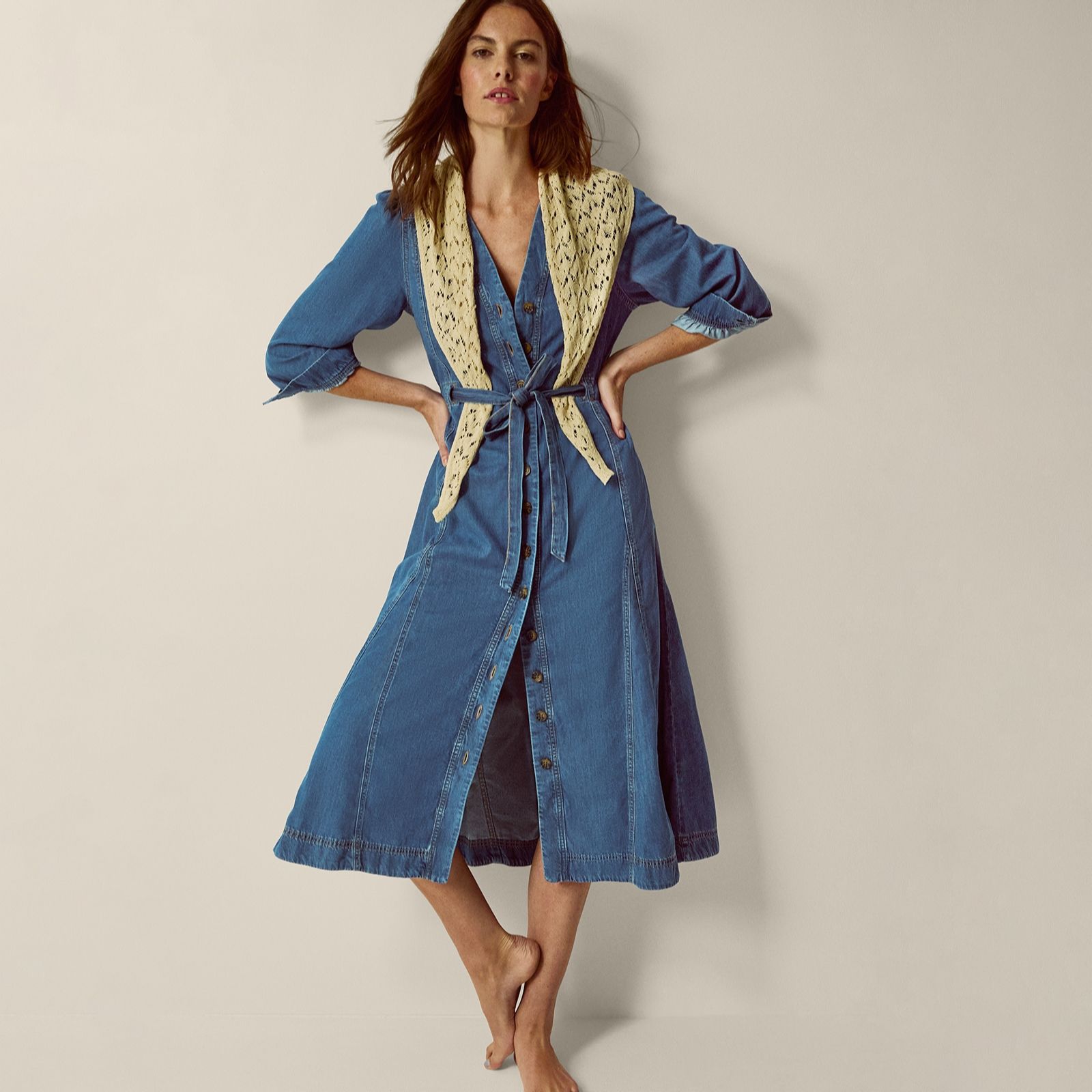 Monsoon Alison Belt Detail Denim Dress