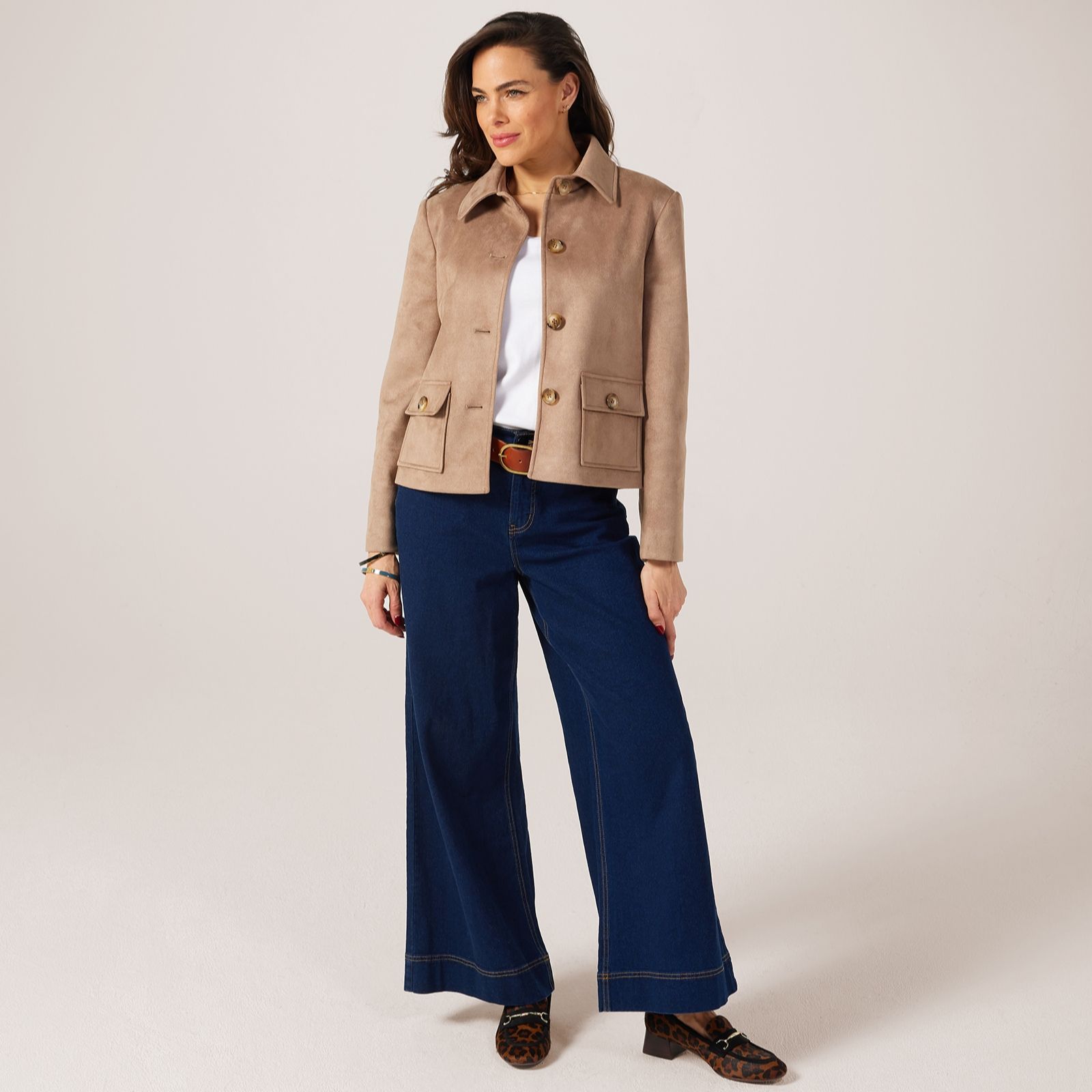 Helene Berman Suede Look Jacket with Pockets