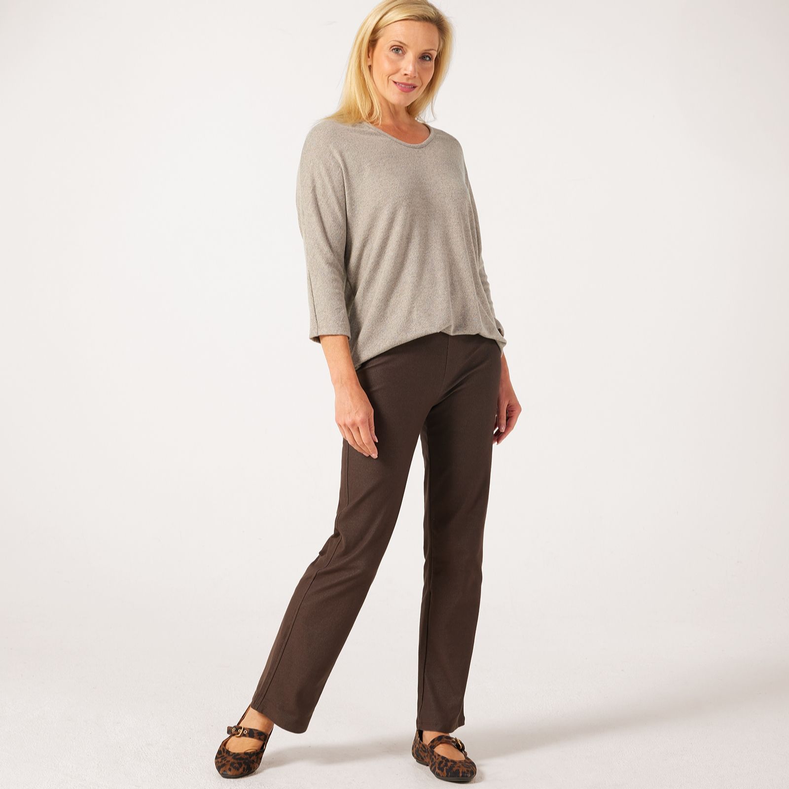 Kim & Co Deluxe Denim Knit Soft Flare Standard Trousers
