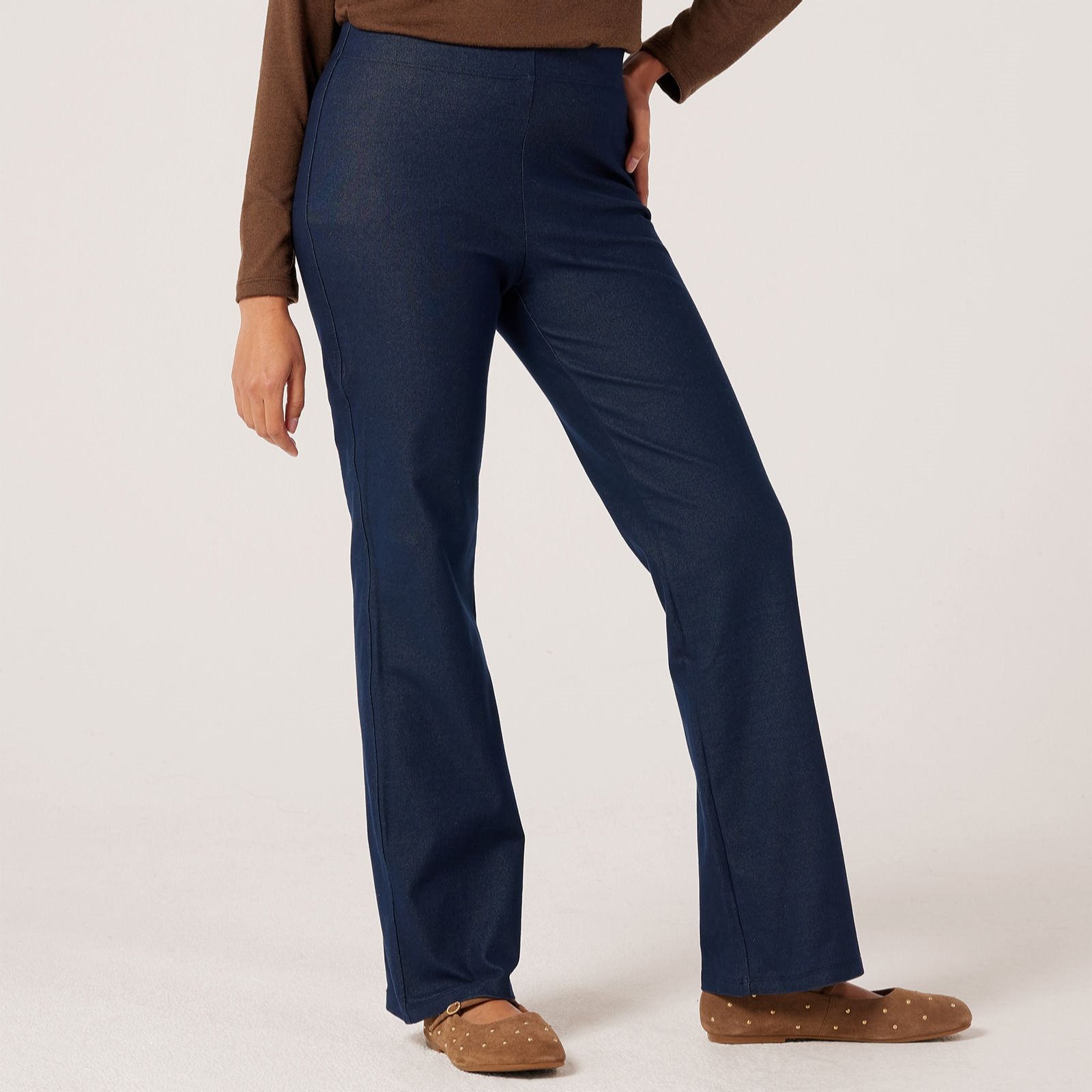 Kim & Co Deluxe Denim Knit Soft Flare Standard Trousers
