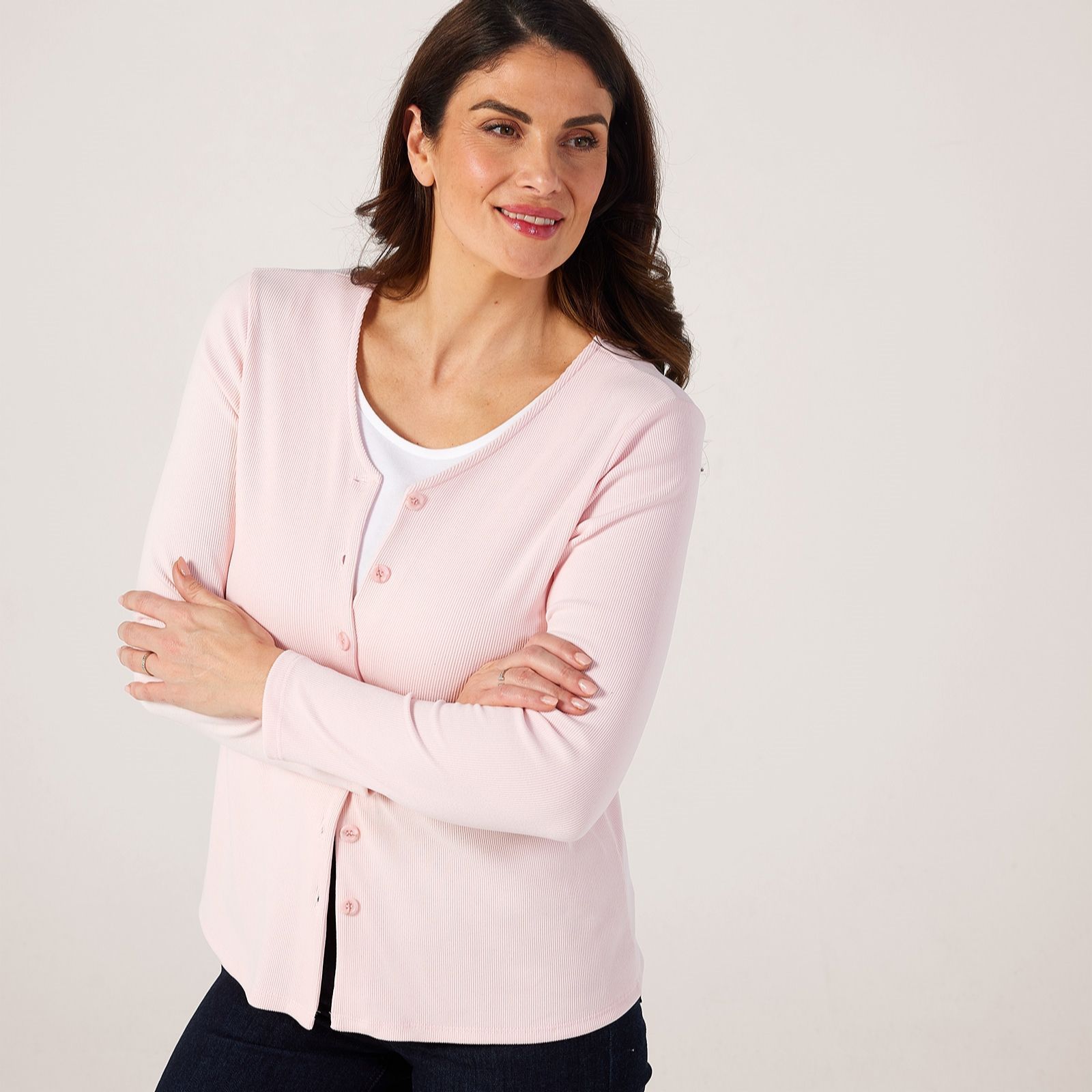 Kim & Co Soft Touch Rib Knit V-Neck Button Cardigan