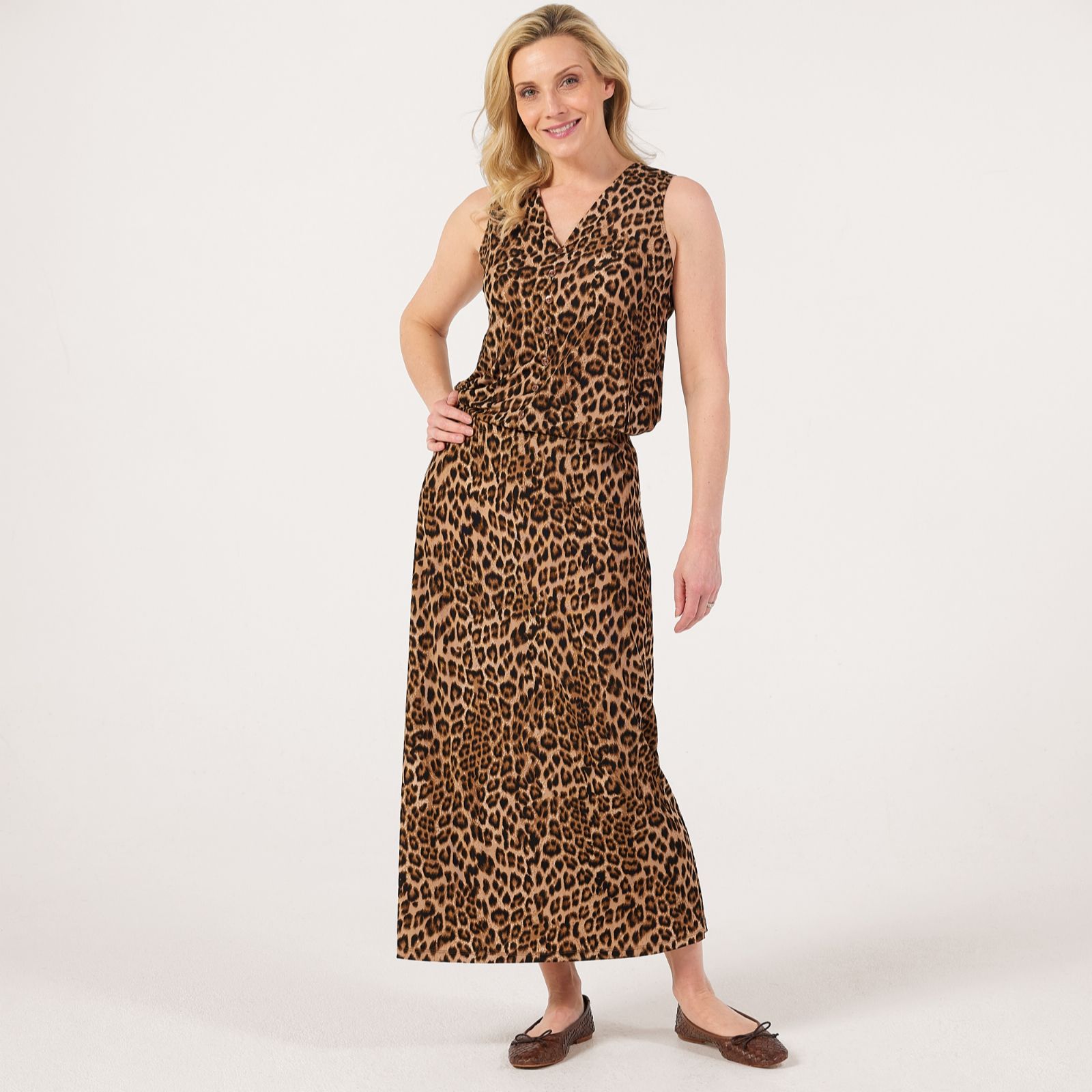 Kim & Co Printed Poly Slinky A-Line Long Skirt