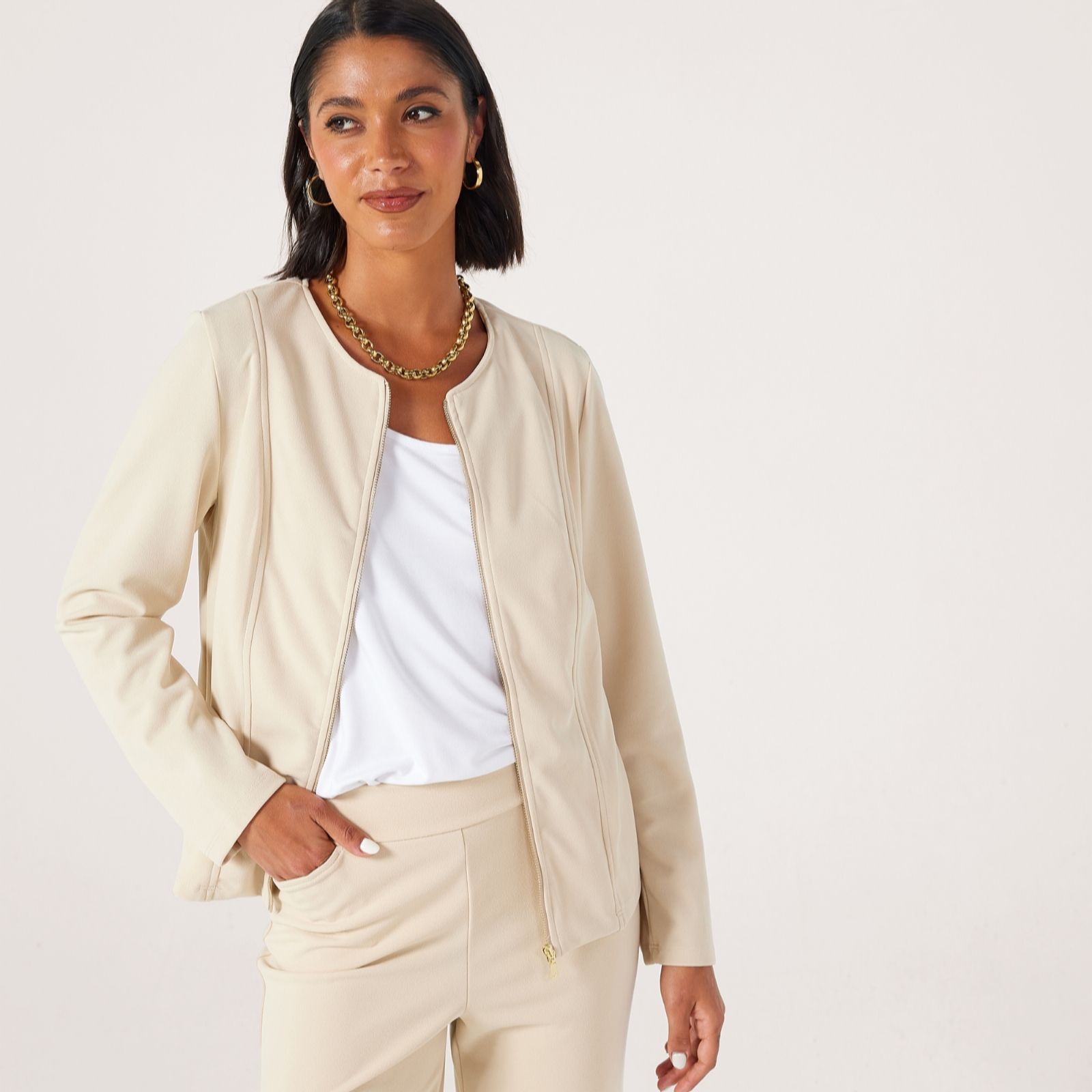 Kim & Co Ponte Crepe Zipper Front Jacket