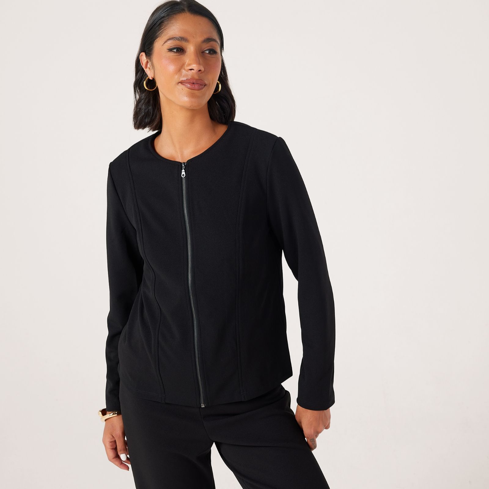 Kim & Co Ponte Crepe Zipper Front Jacket