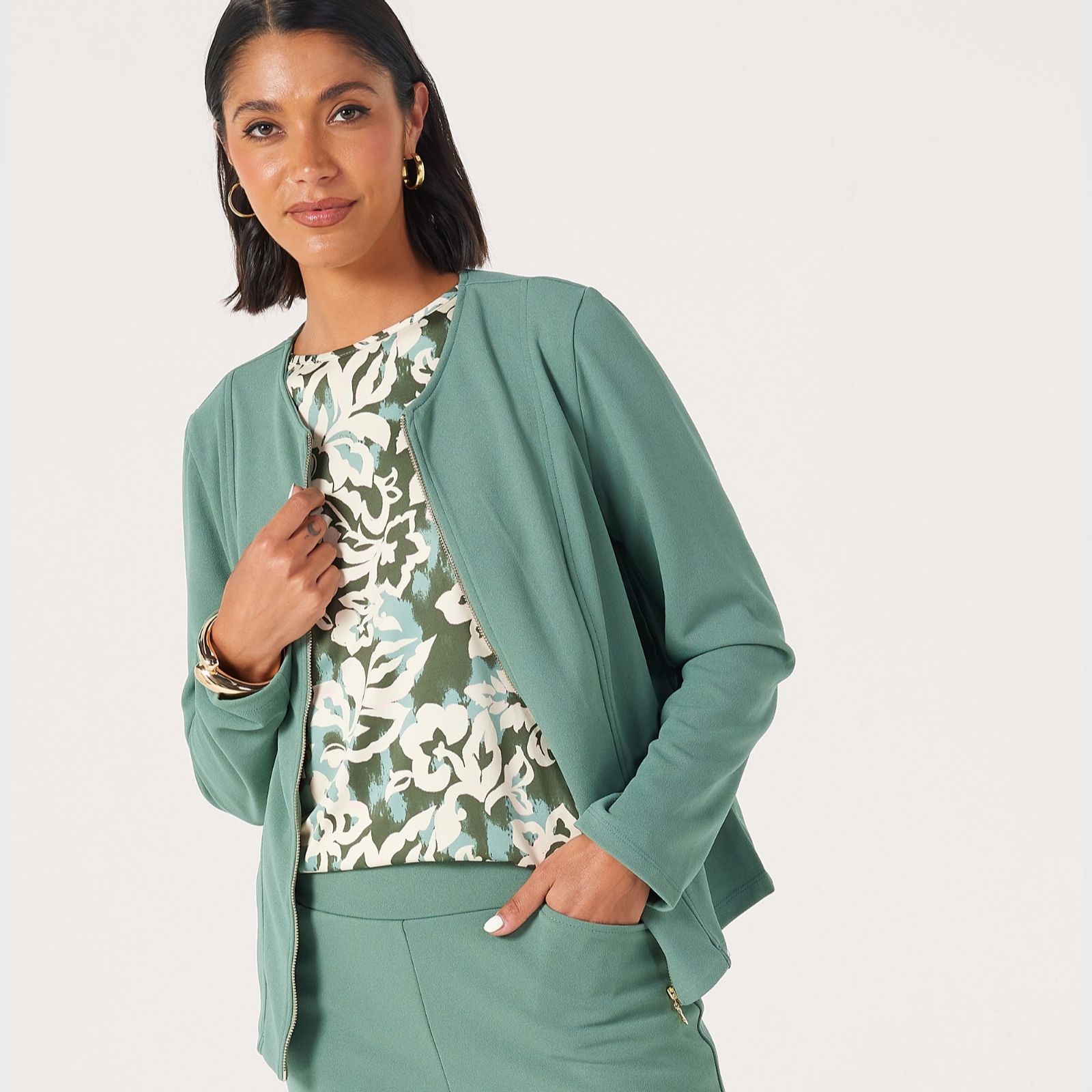 Kim & Co Ponte Crepe Zipper Front Jacket