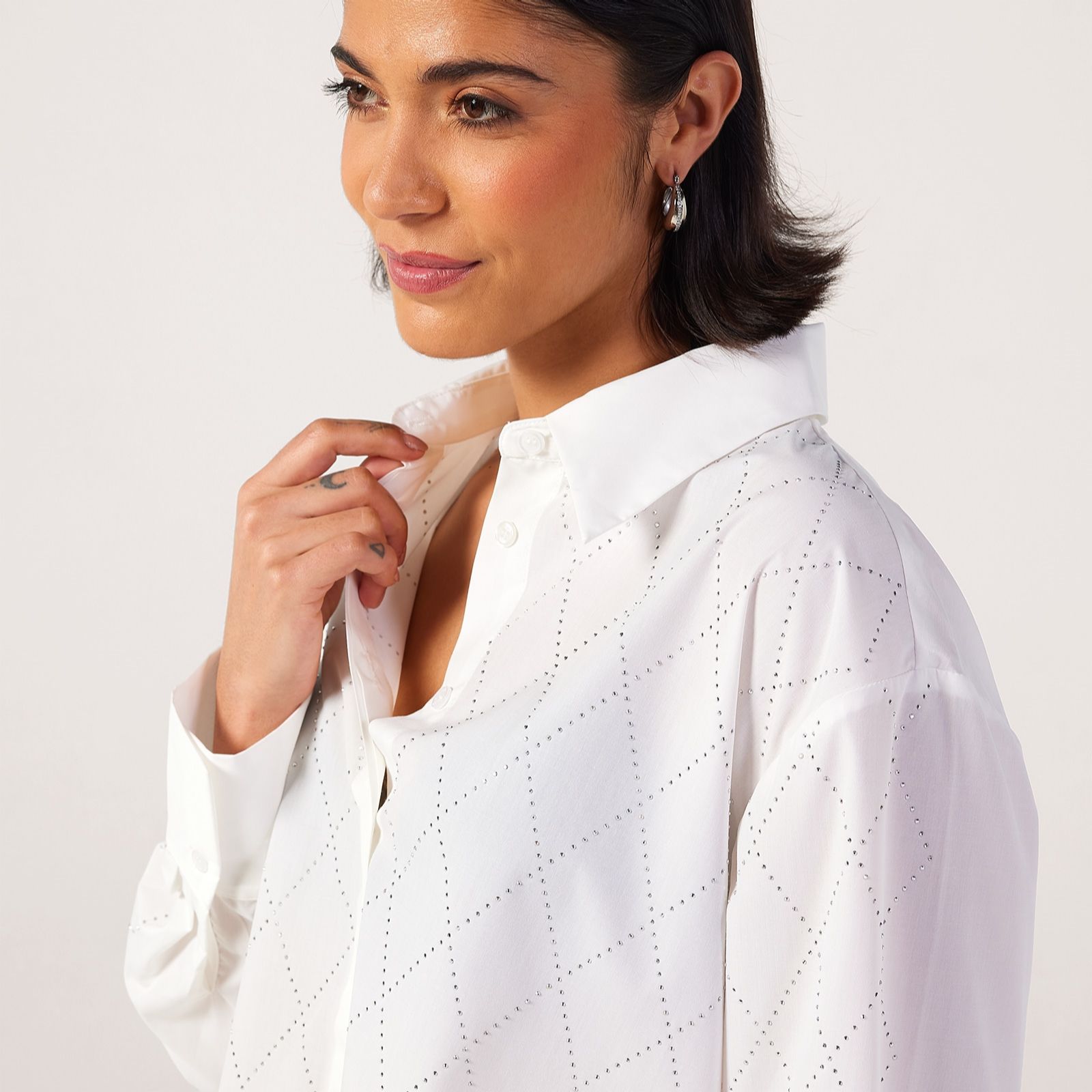 Malissa J Criss-Cross Stud Design Shirt