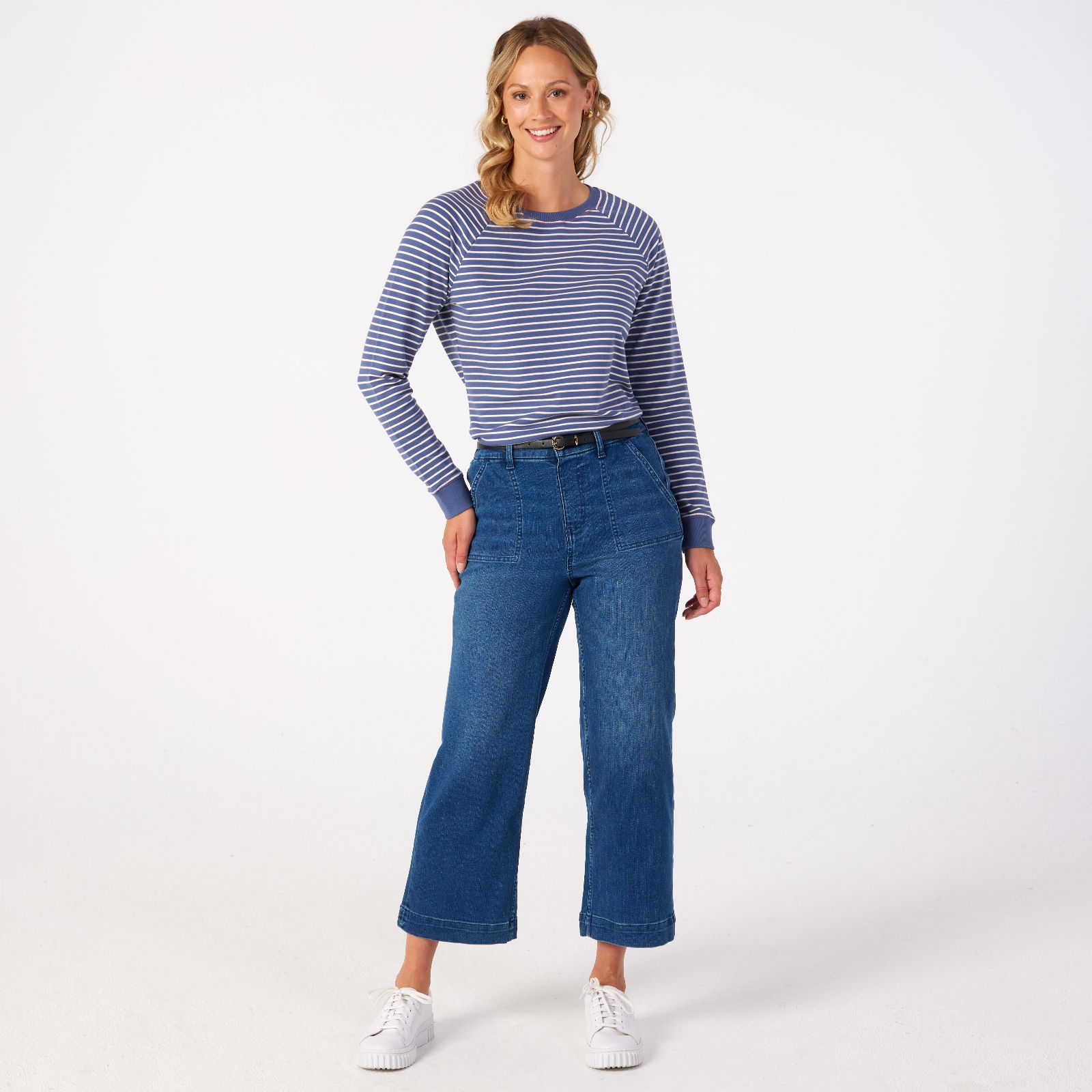 Denim & Co Soft Denim Wide Leg Ankle Jean Standard