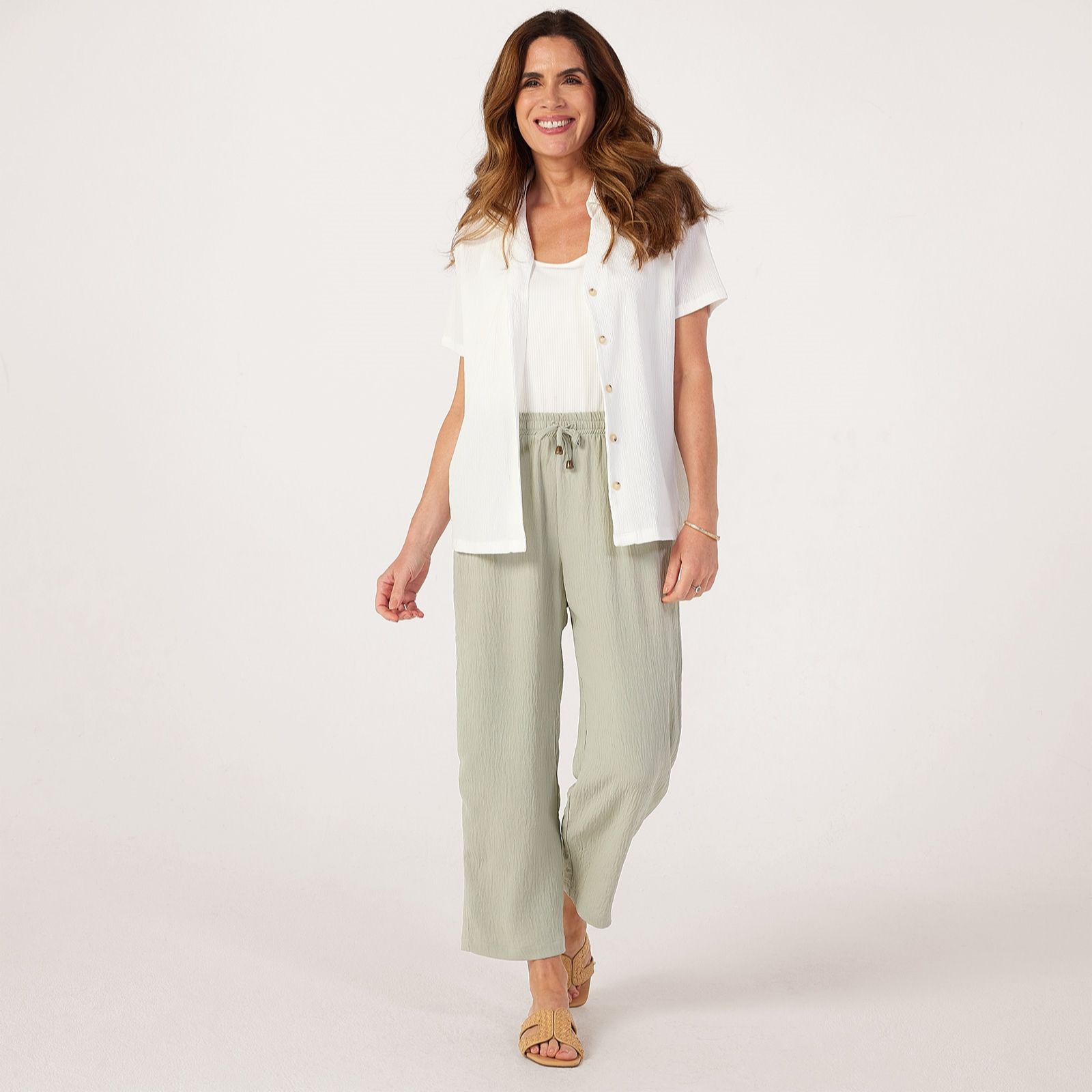 Kim & Co Crinkle Poplin Ankle Relaxed Petite Trousers