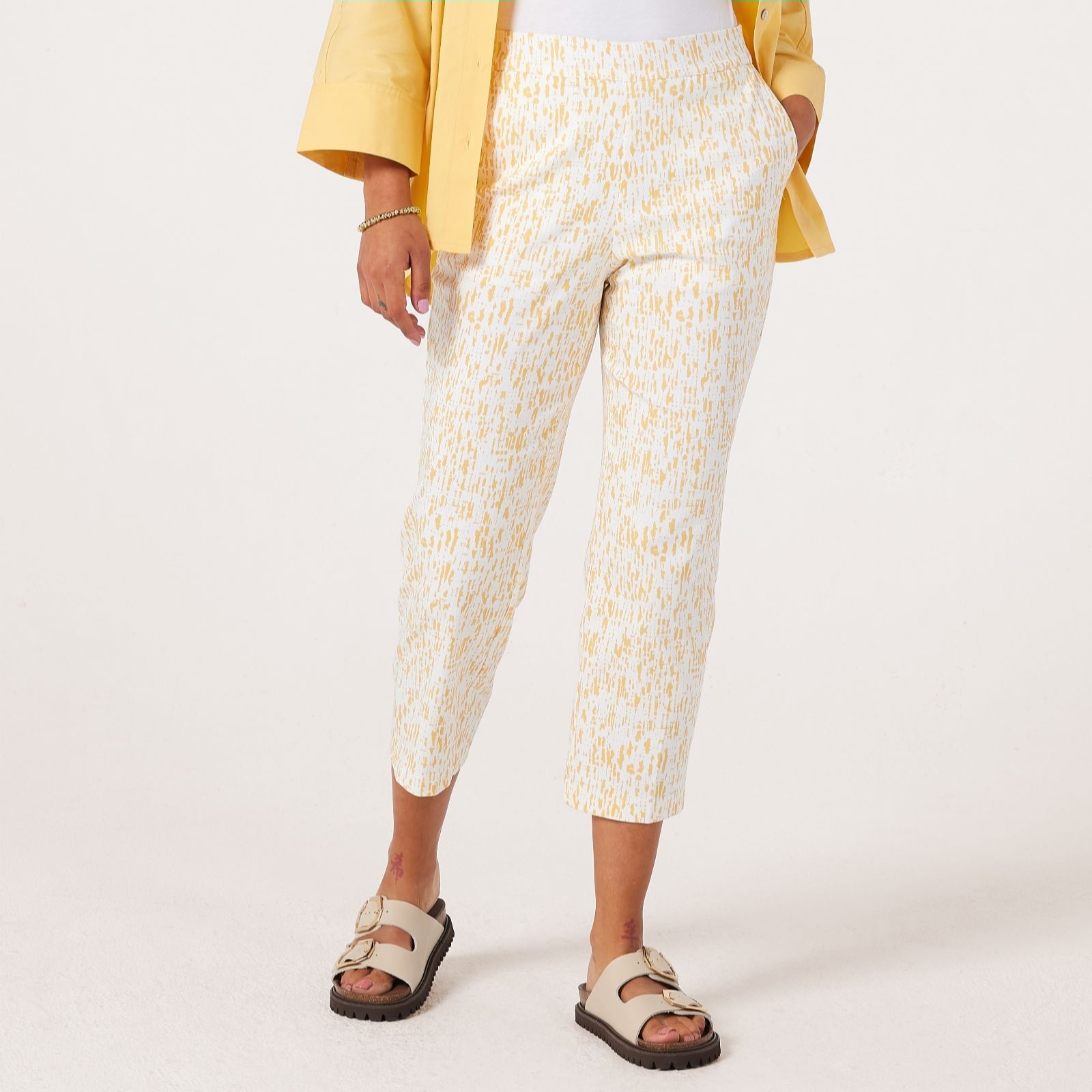 MarlaWynne Printed Flatterfit Slim Leg Cropped Trouser