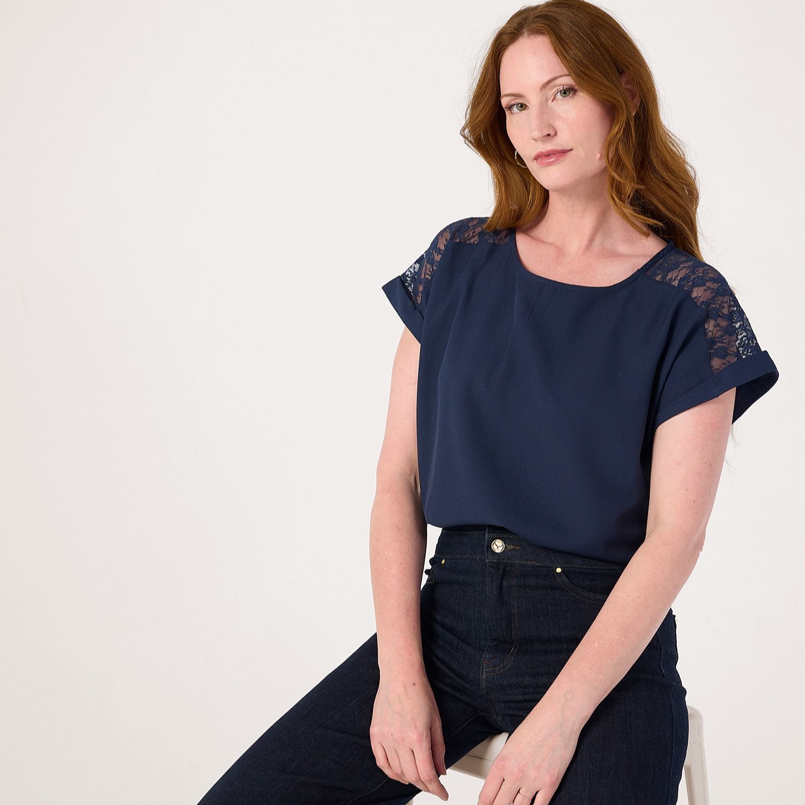 Izabel London Lace Insert Tee Shirt