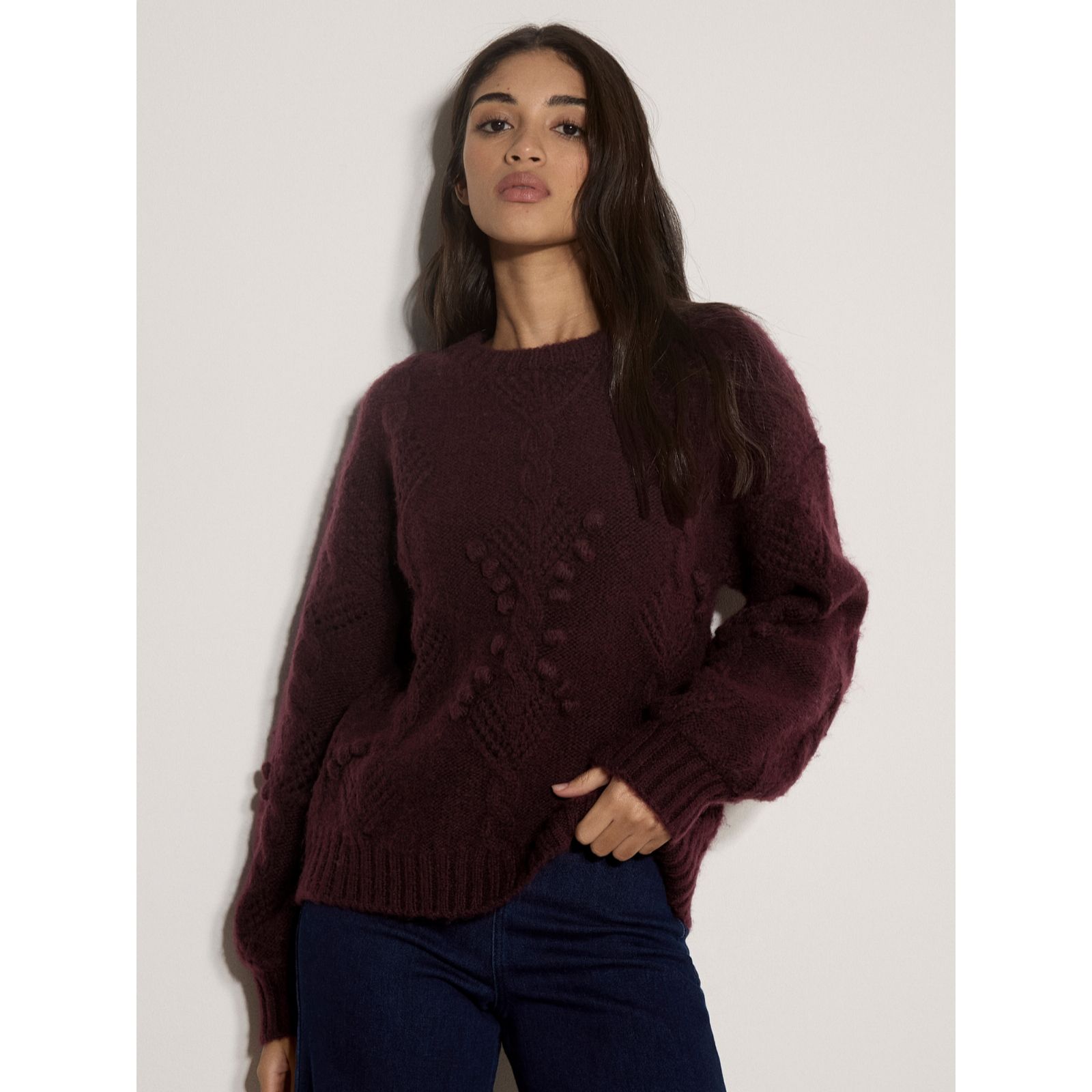 Apricot Pom Pom Crew Neck Jumper