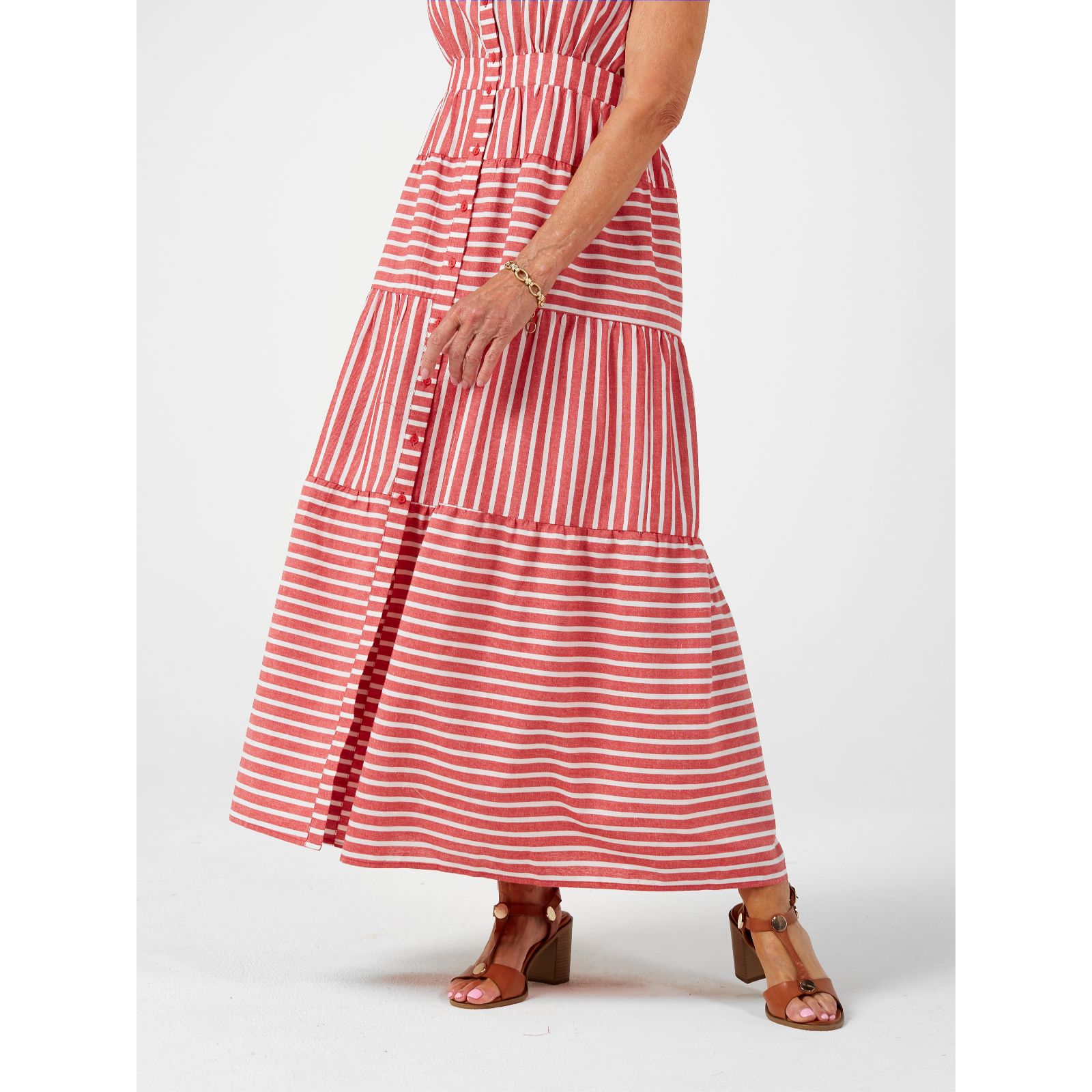 Izabel London Stripe Tiered Shirt Dress QVC UK