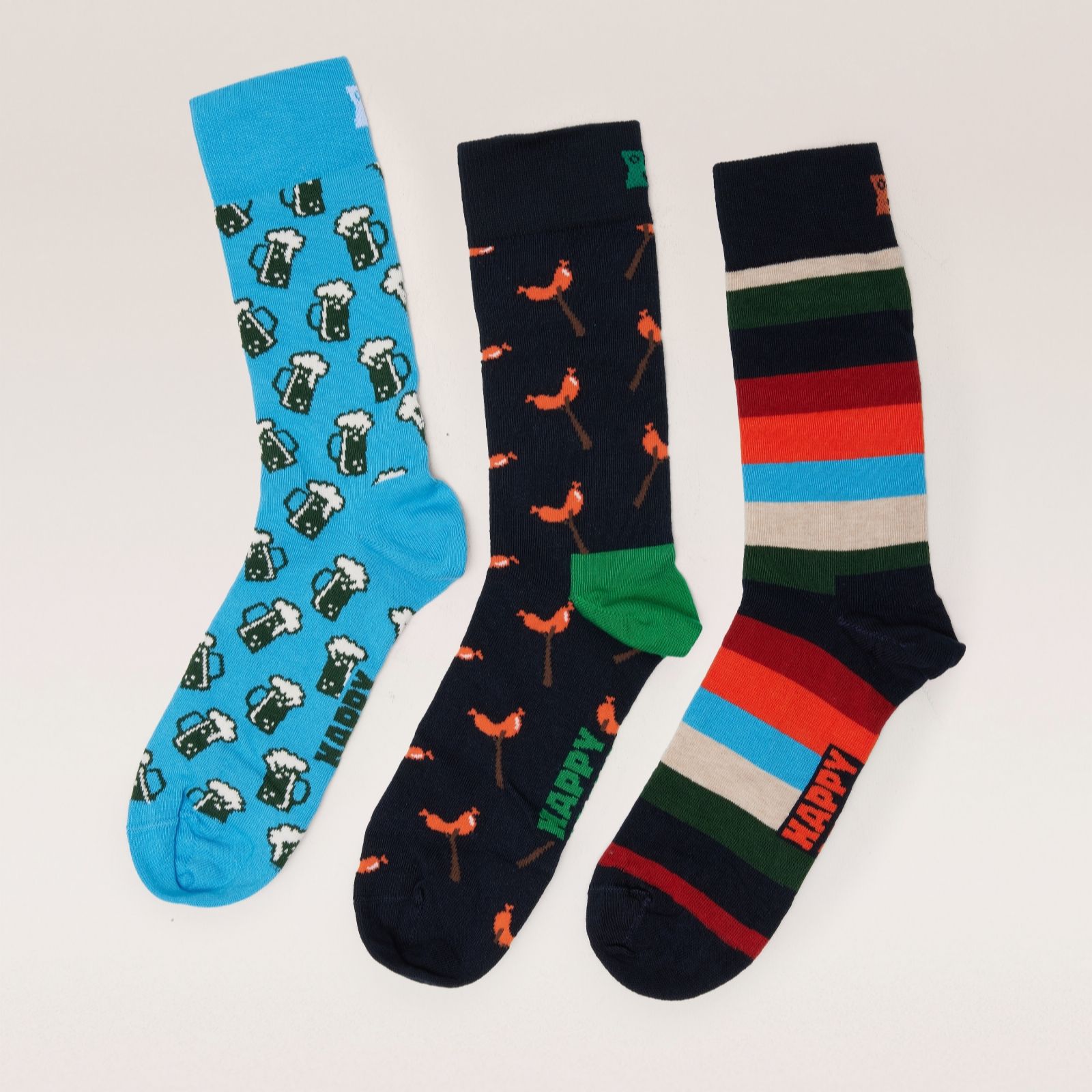 Happy Socks 3-Pack Wurst and Beer Mens Gift Set