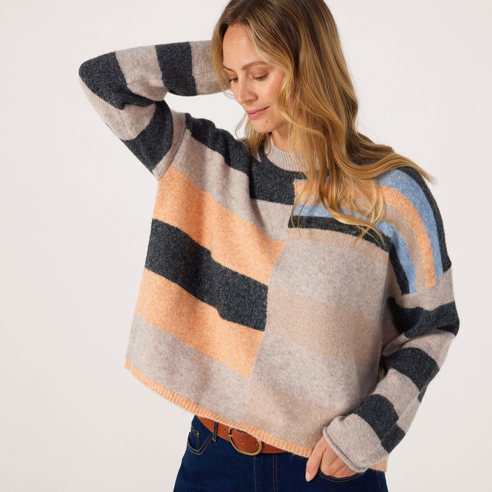 Izabel London Colourblock Knit Jumper