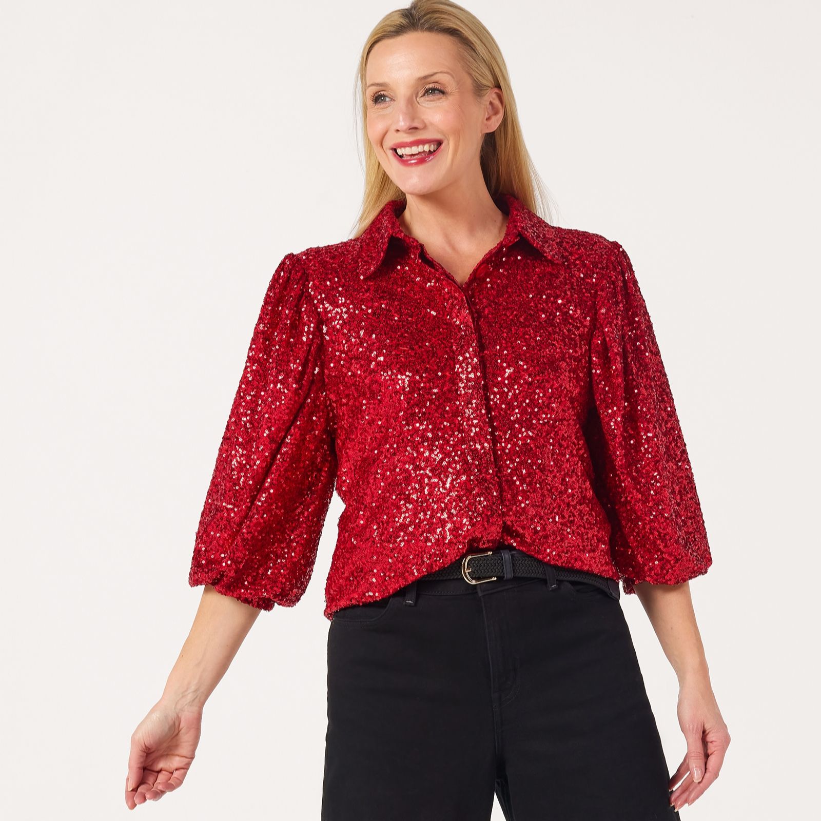 Helene Berman Party Sequin Button Up Jacket