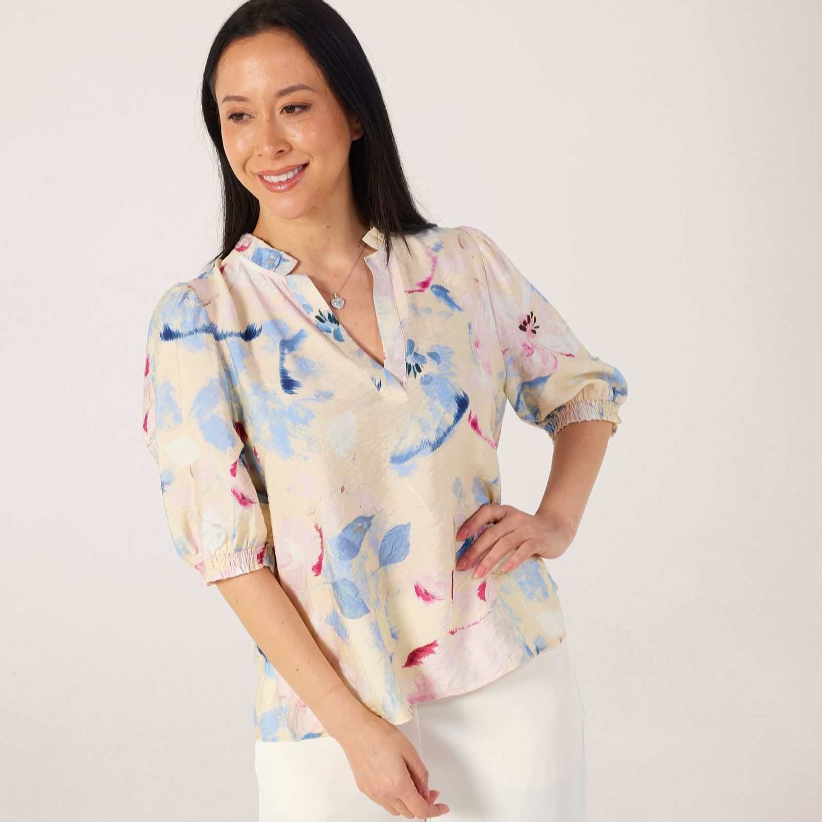 Masai Copenhagen Danessa Printed Riffle Neck Top