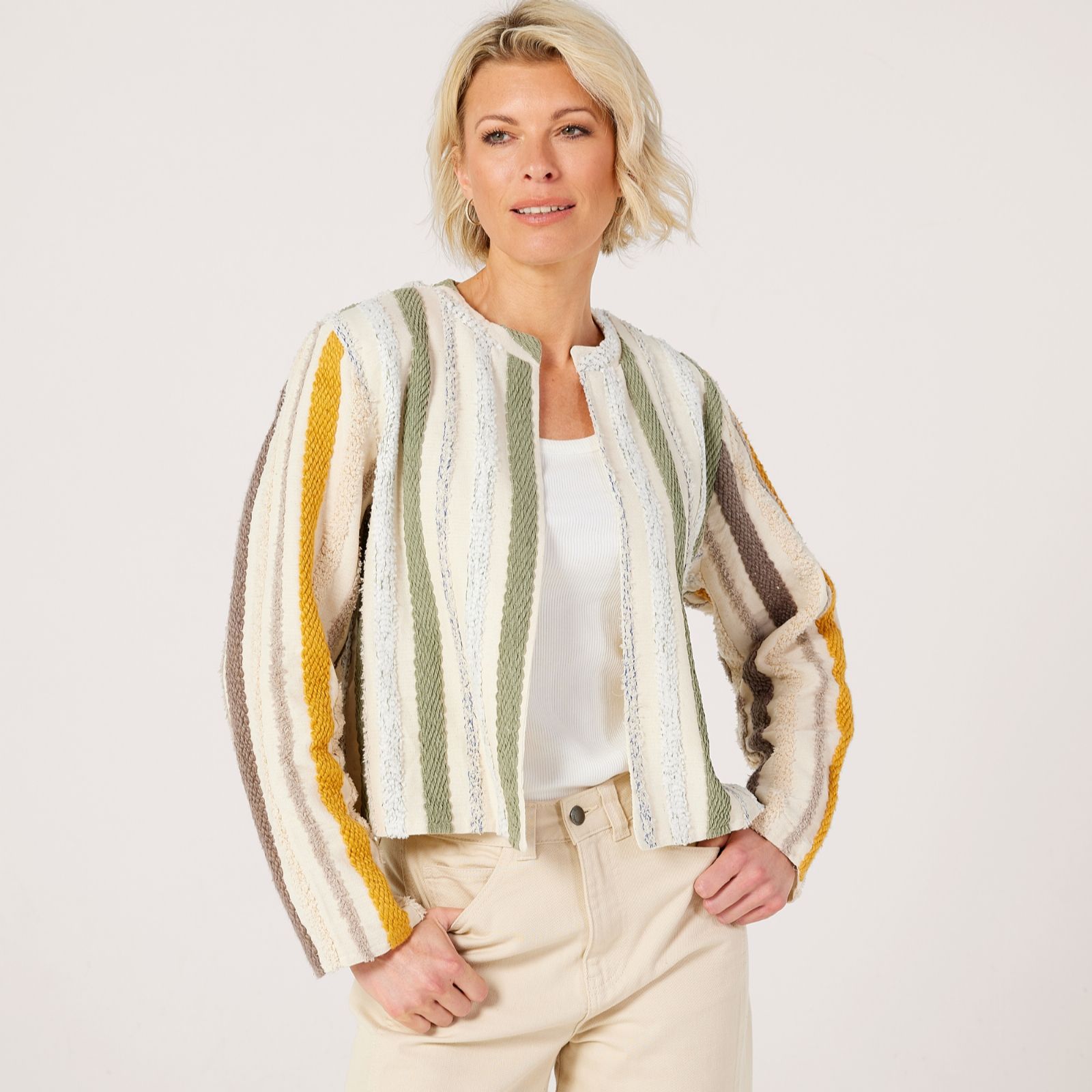 Izabel London Cotton Stripe Jacket