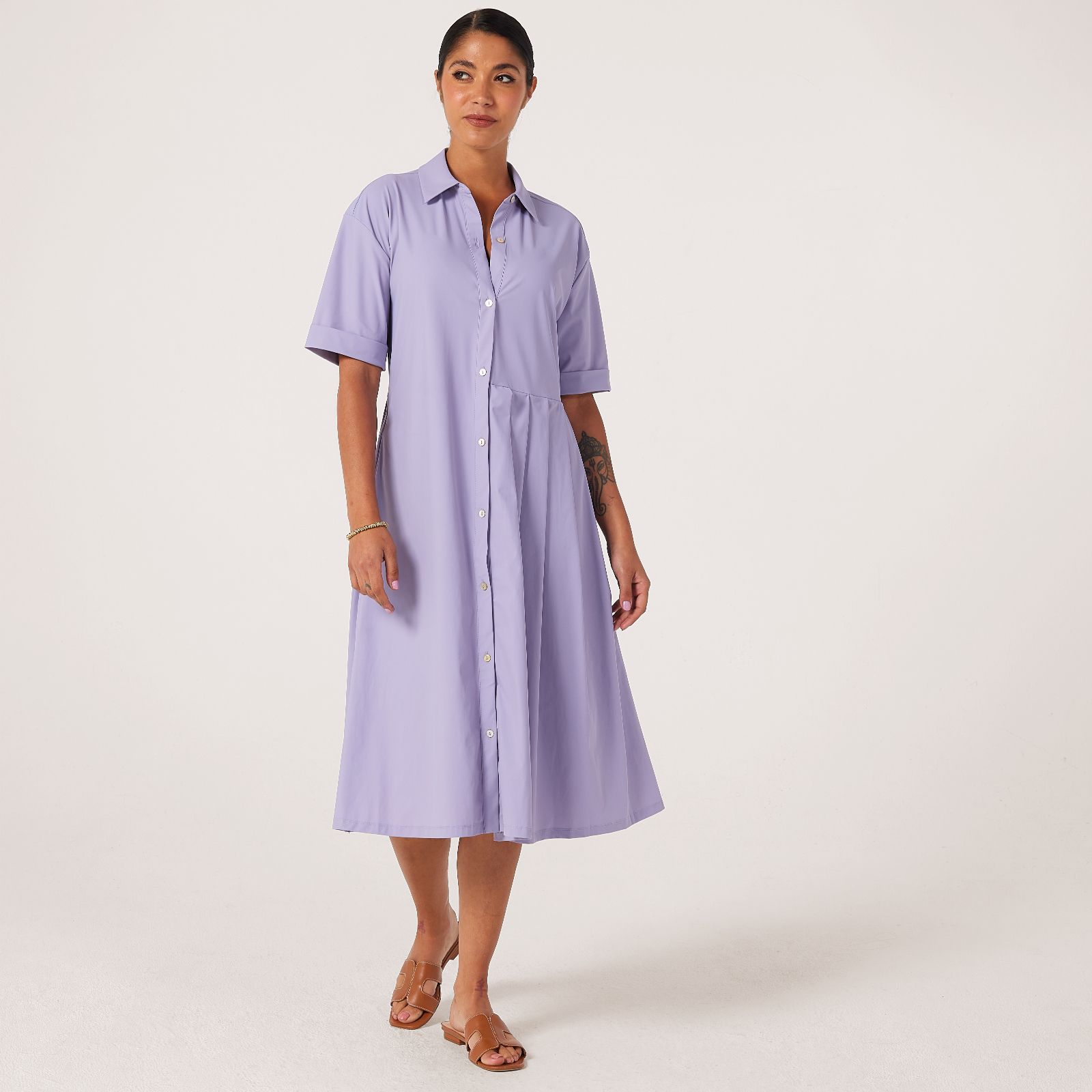MarlaWynne Collection Stretch Tech Pleated Dress