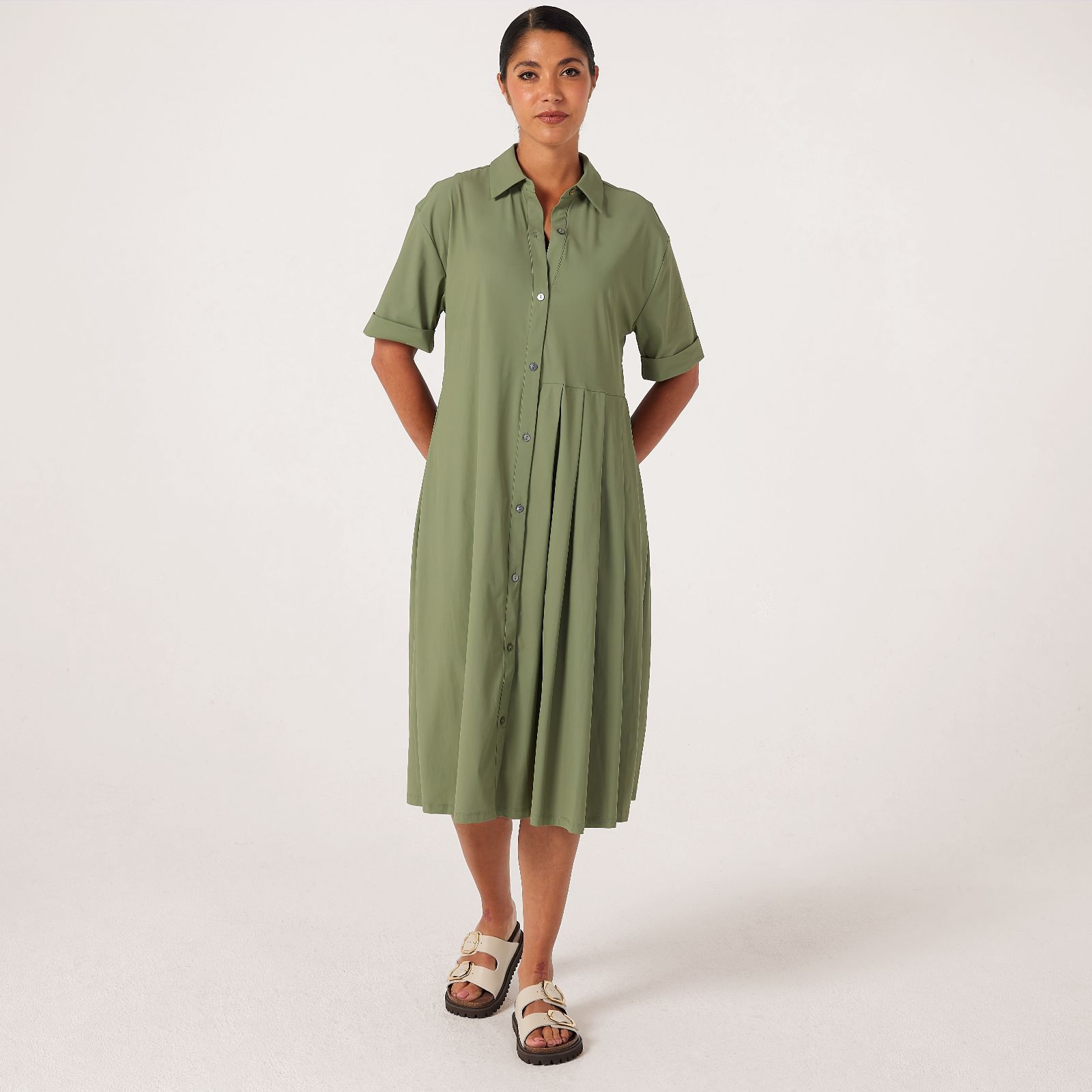 MarlaWynne Collection Stretch Tech Pleated Dress