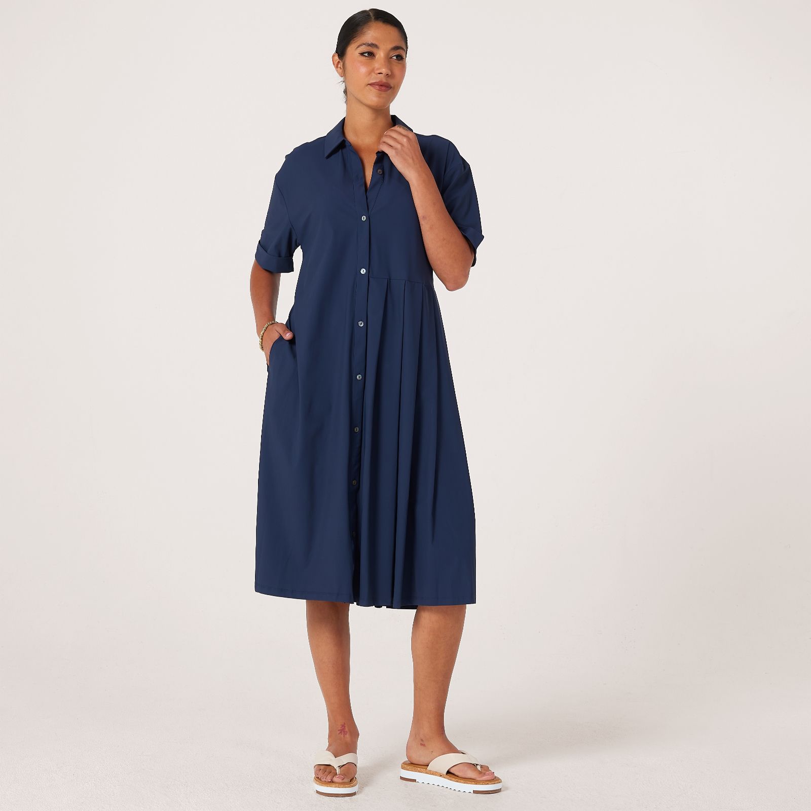 MarlaWynne Collection Stretch Tech Pleated Dress