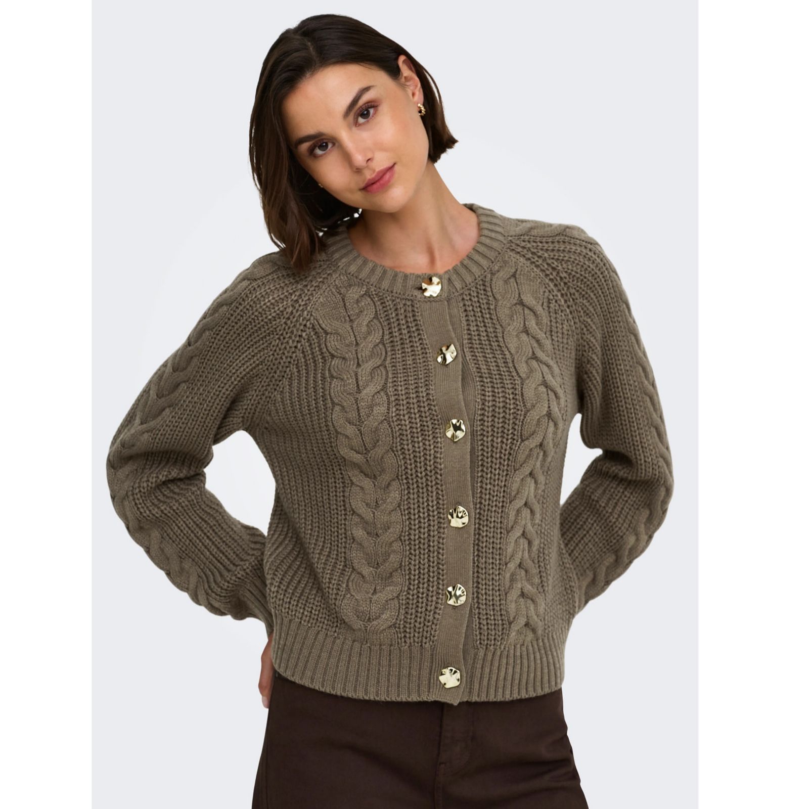JDY Carmella Button Detail Cable Cardigan