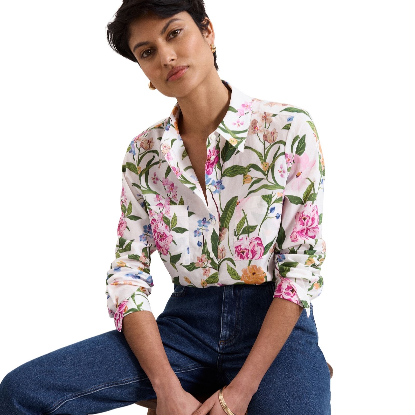 Phase Eight Maddelena Cotton Voile Floral Print Shirt Blouse