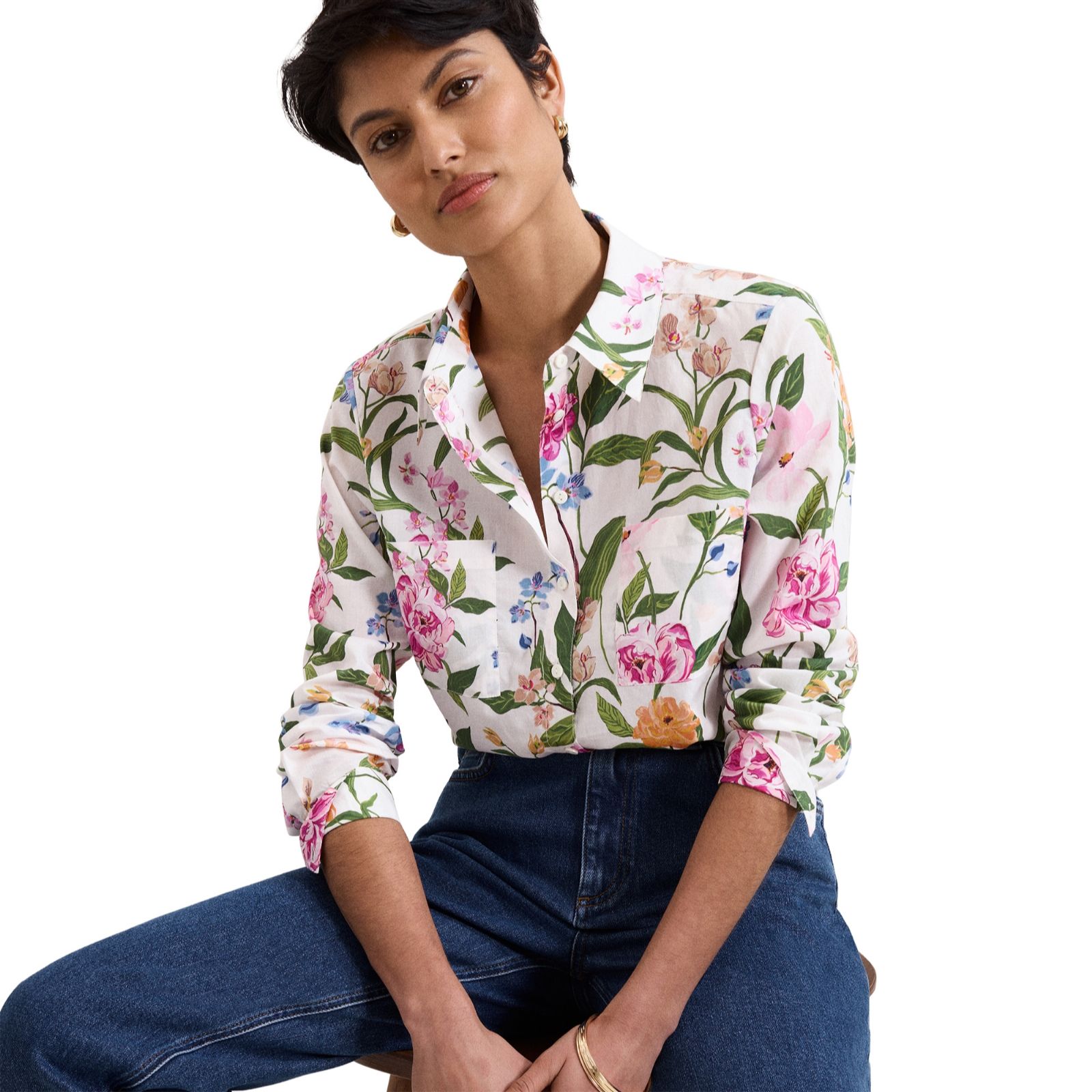 Phase Eight Maddelena Cotton Voile Floral Print Shirt Blouse