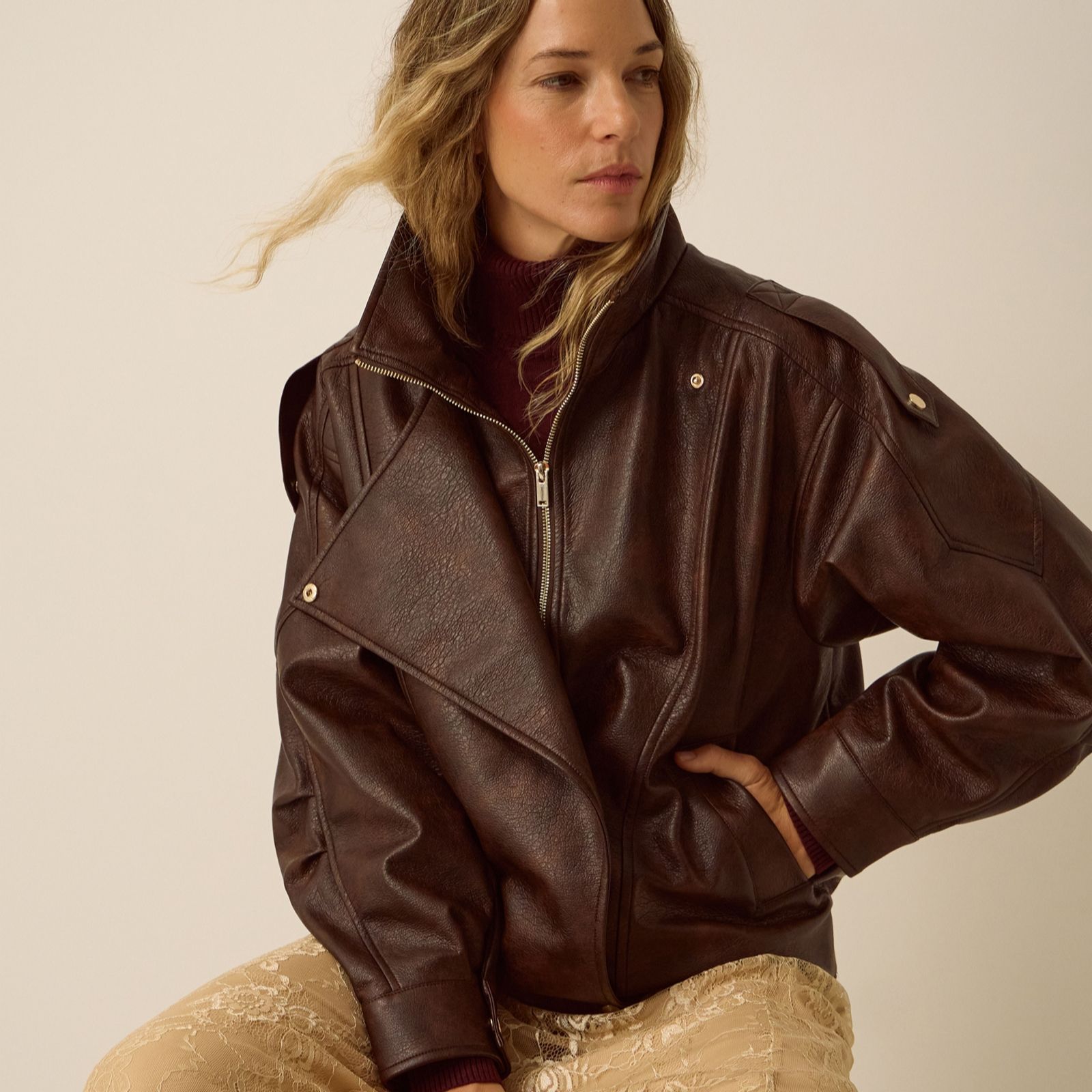 Monsoon Grace PU Bomber Jacket
