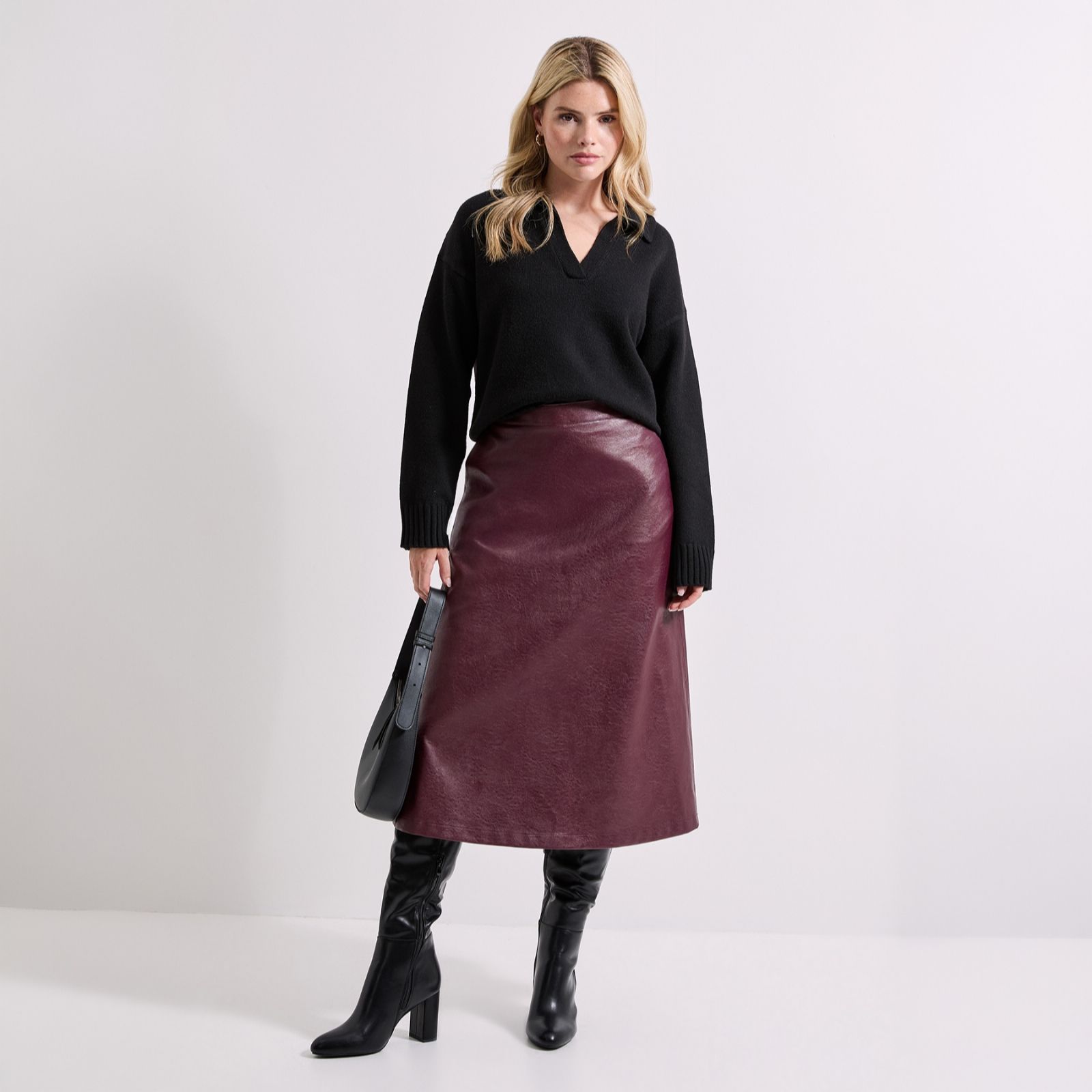 Dorothy Perkins Faux Leather Midi Skirt