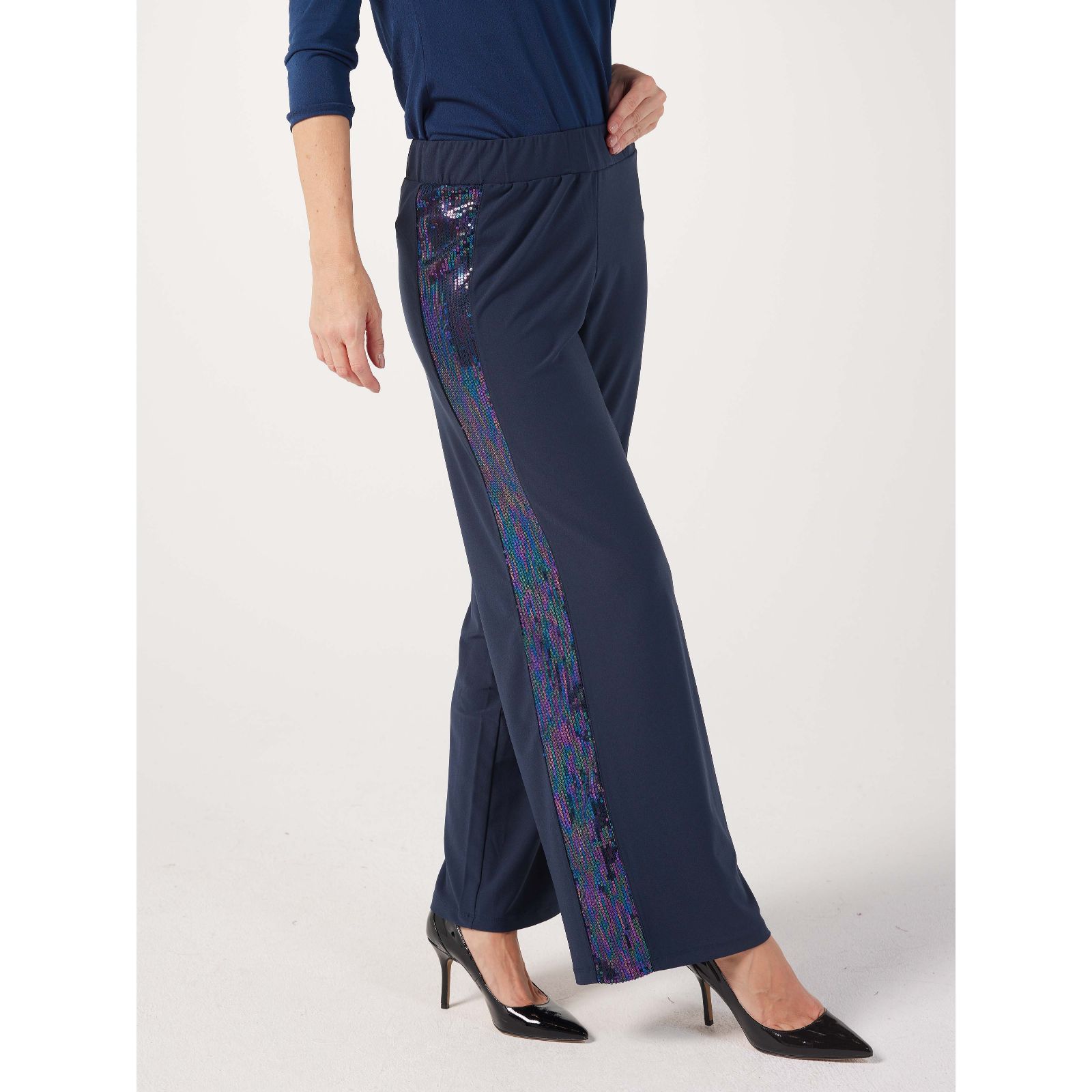 Pants with 2024 sequin stripe